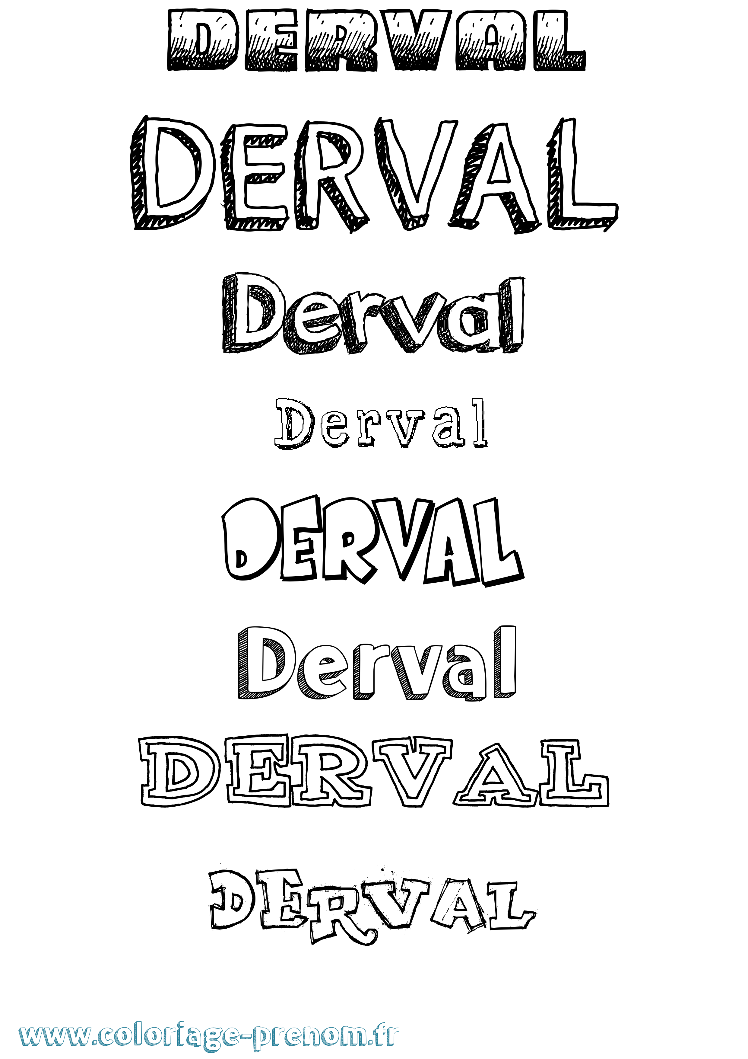 Coloriage Derval Dessiné Coloriage prénom Derval Dessiné