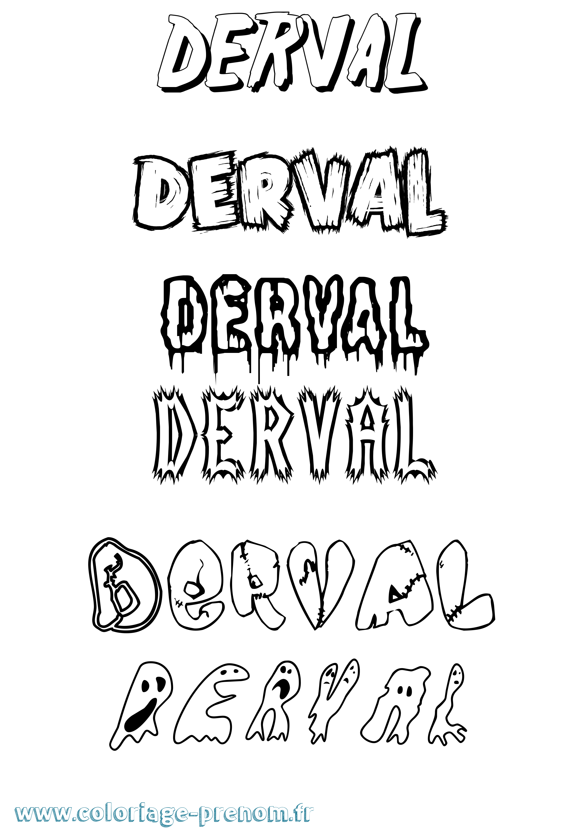Coloriage Derval Frisson Coloriage prénom Derval Frisson