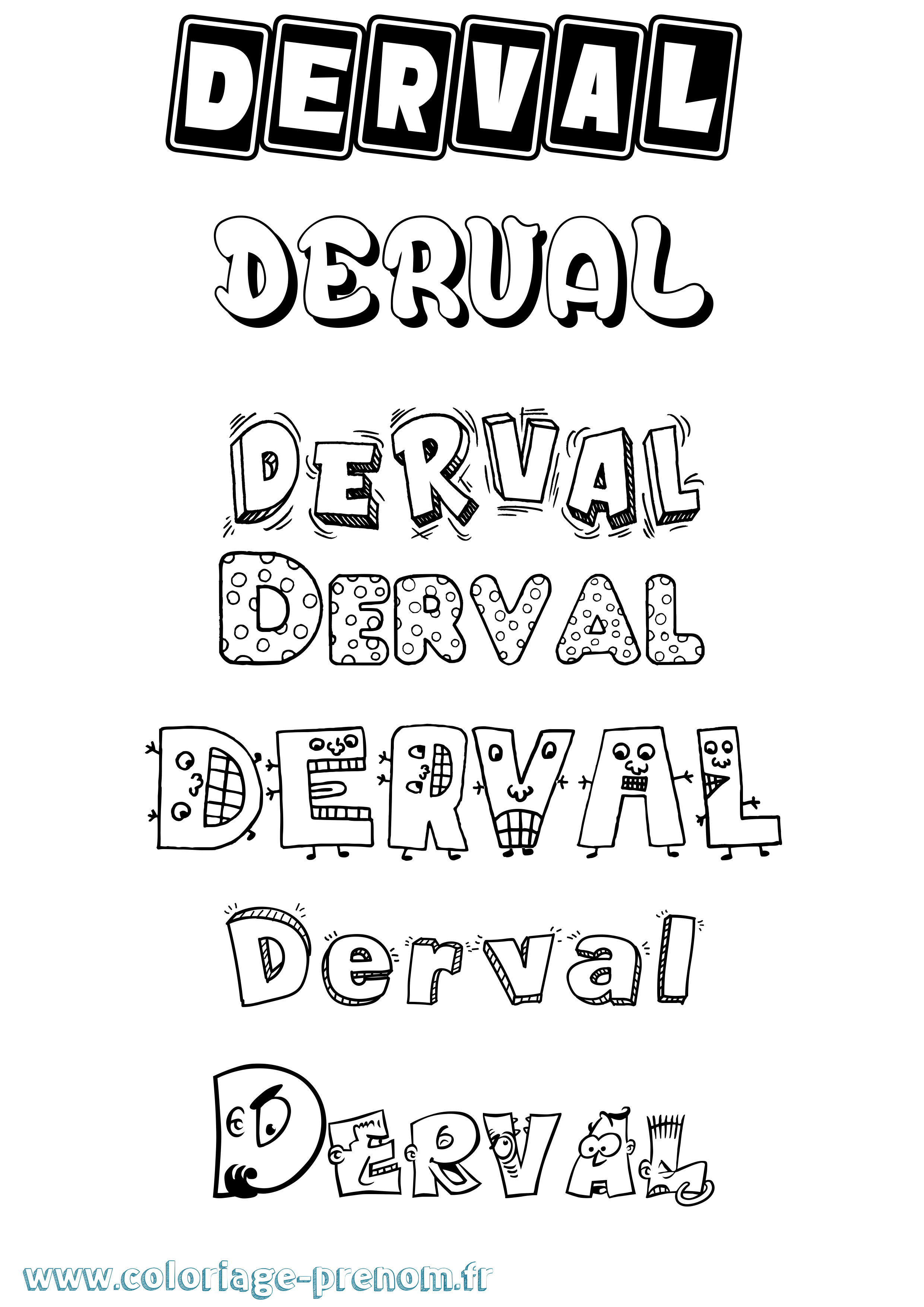 Coloriage Derval Fun Coloriage prénom Derval Fun