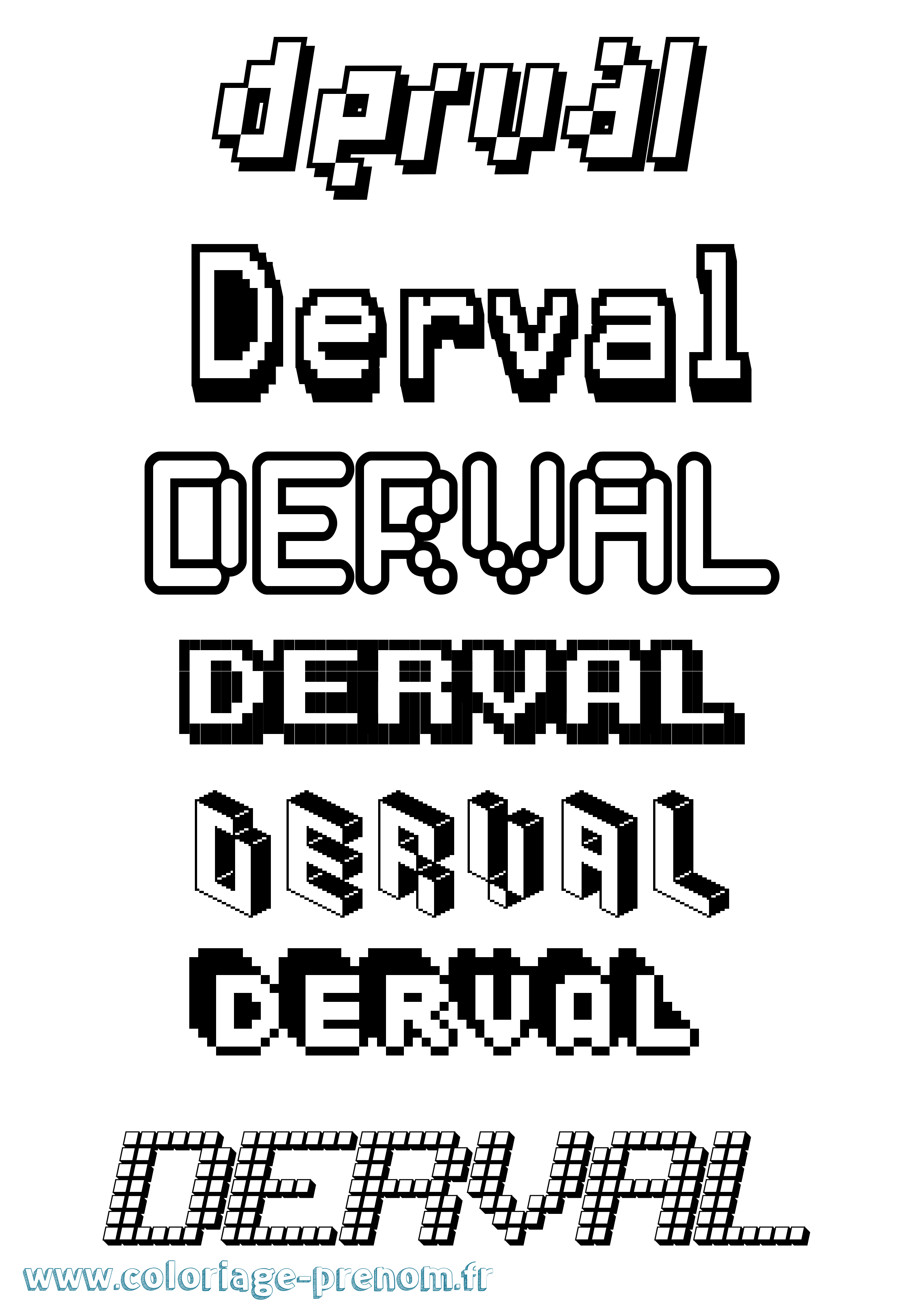 Coloriage Derval Pixel Coloriage prénom Derval Pixel