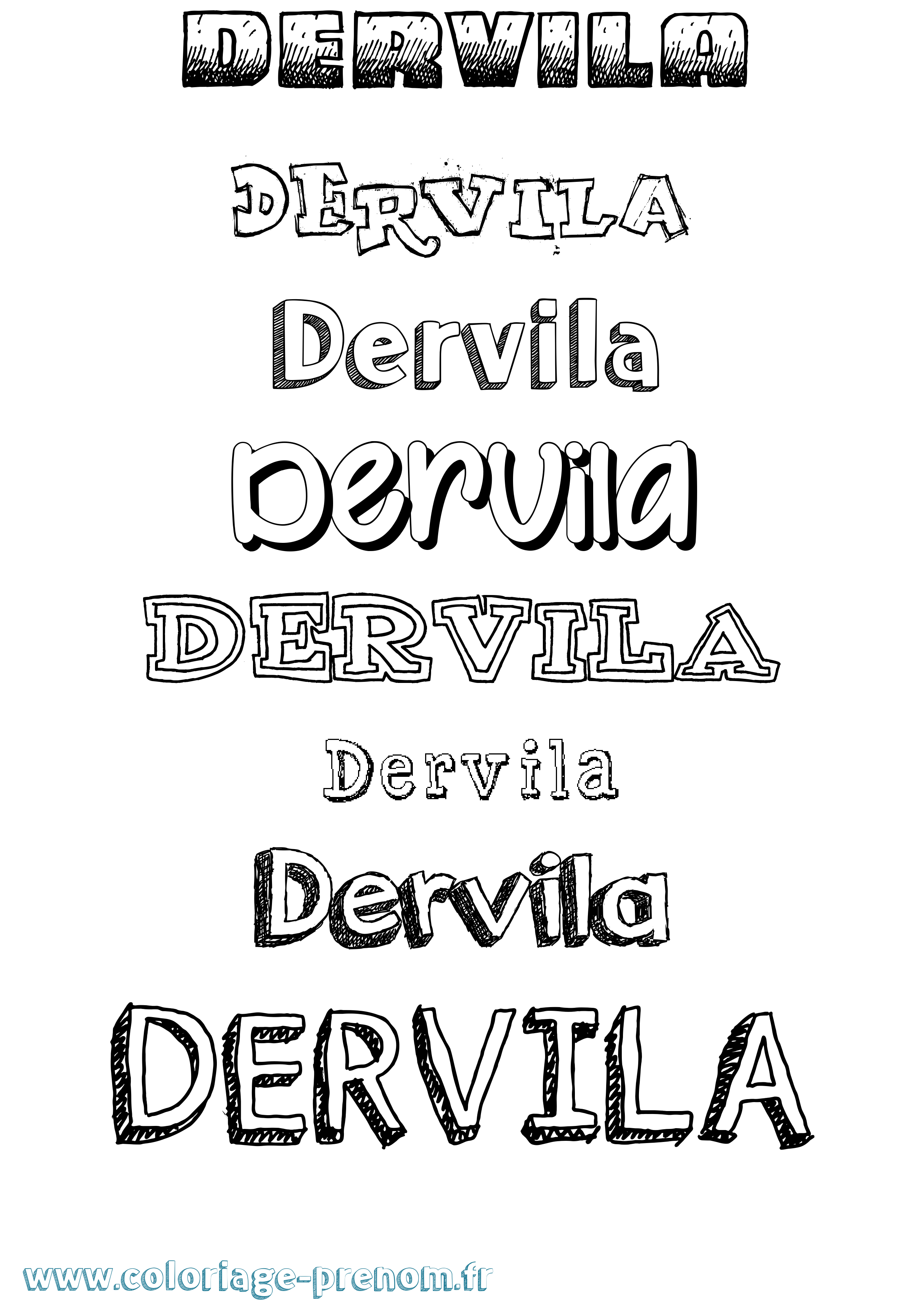 Coloriage Dervila Dessiné Coloriage prénom Dervila Dessiné