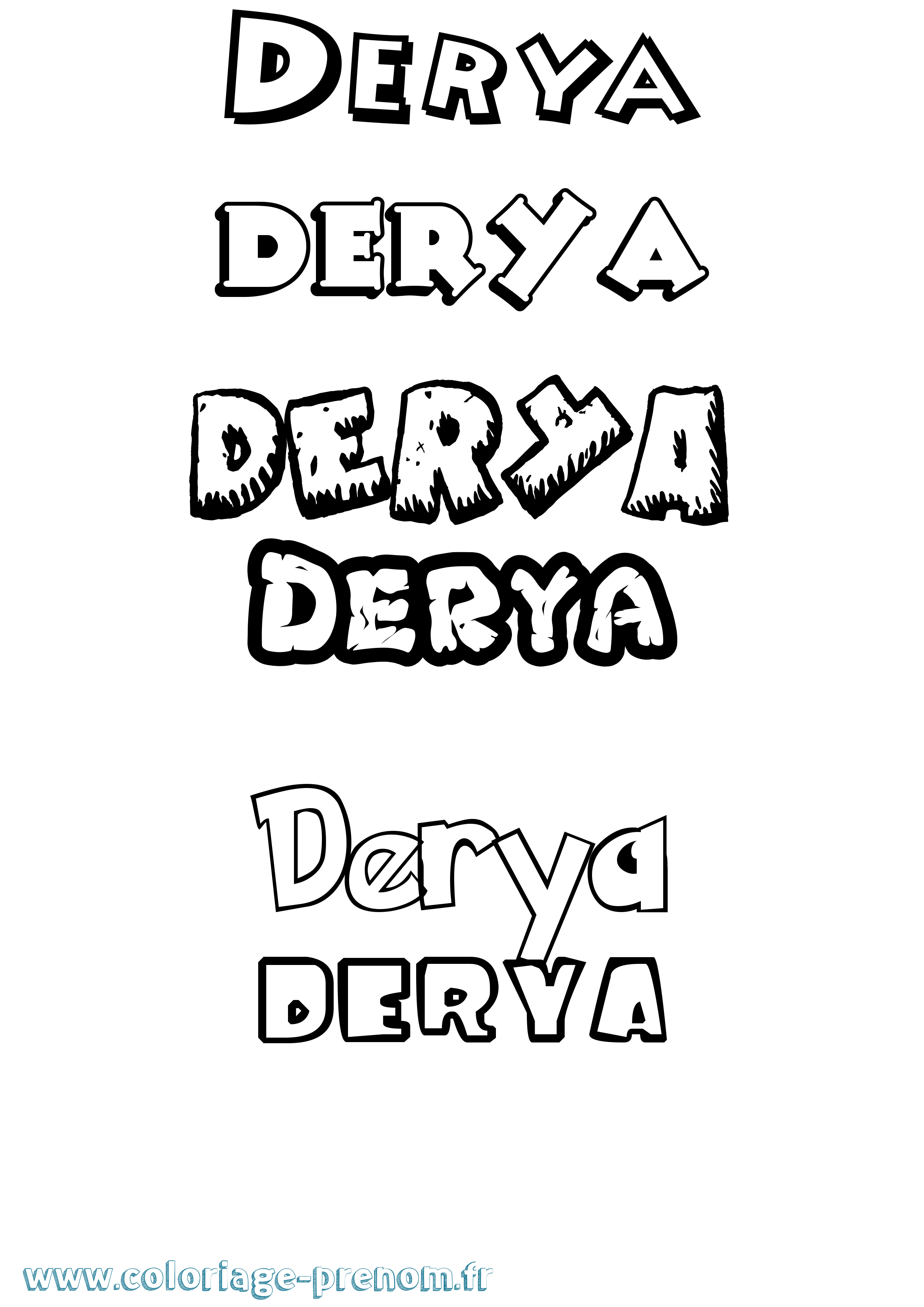 Coloriage Derya Dessin Animé Coloriage prénom Derya Dessin Animé