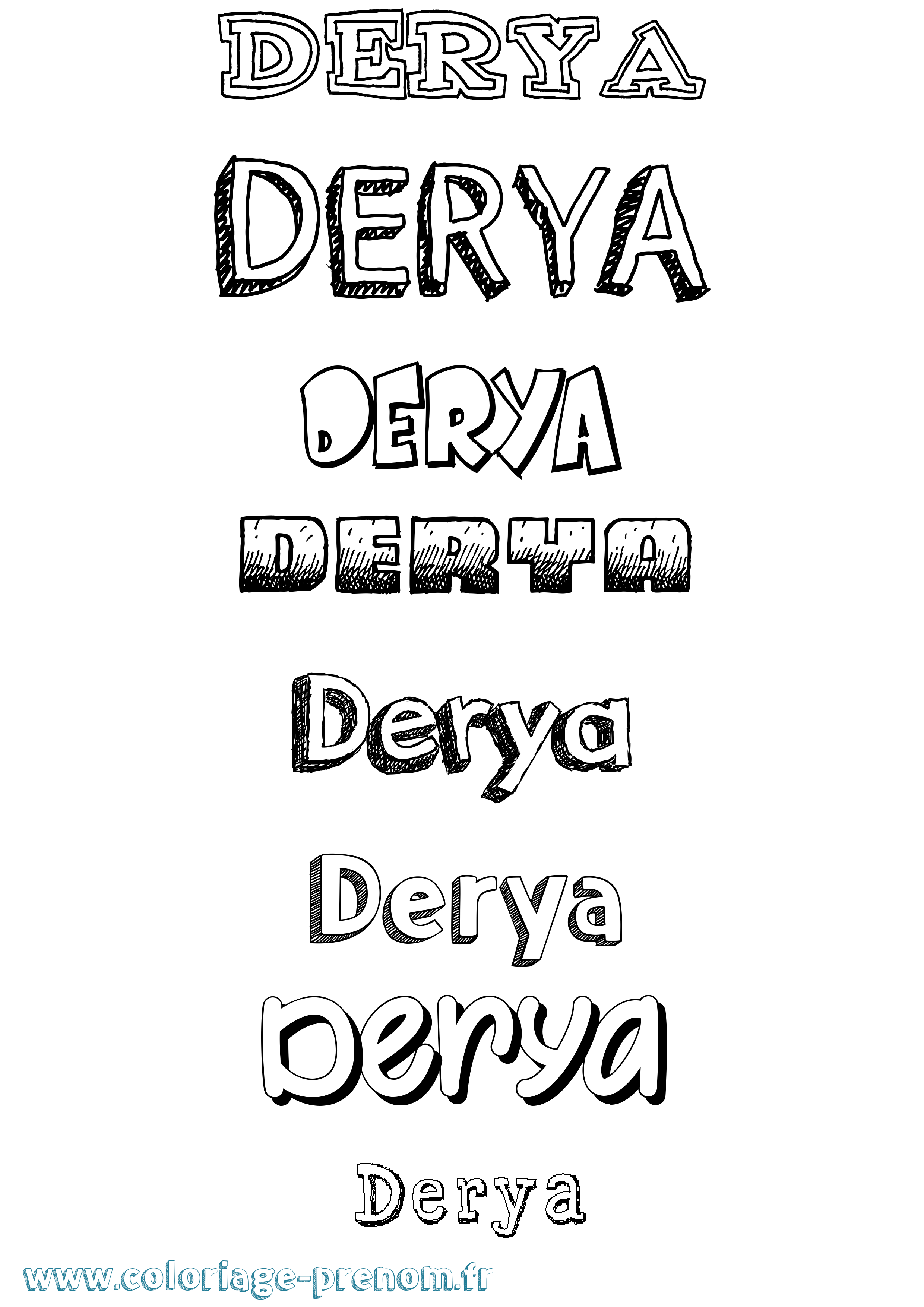 Coloriage Derya Dessiné Coloriage prénom Derya Dessiné