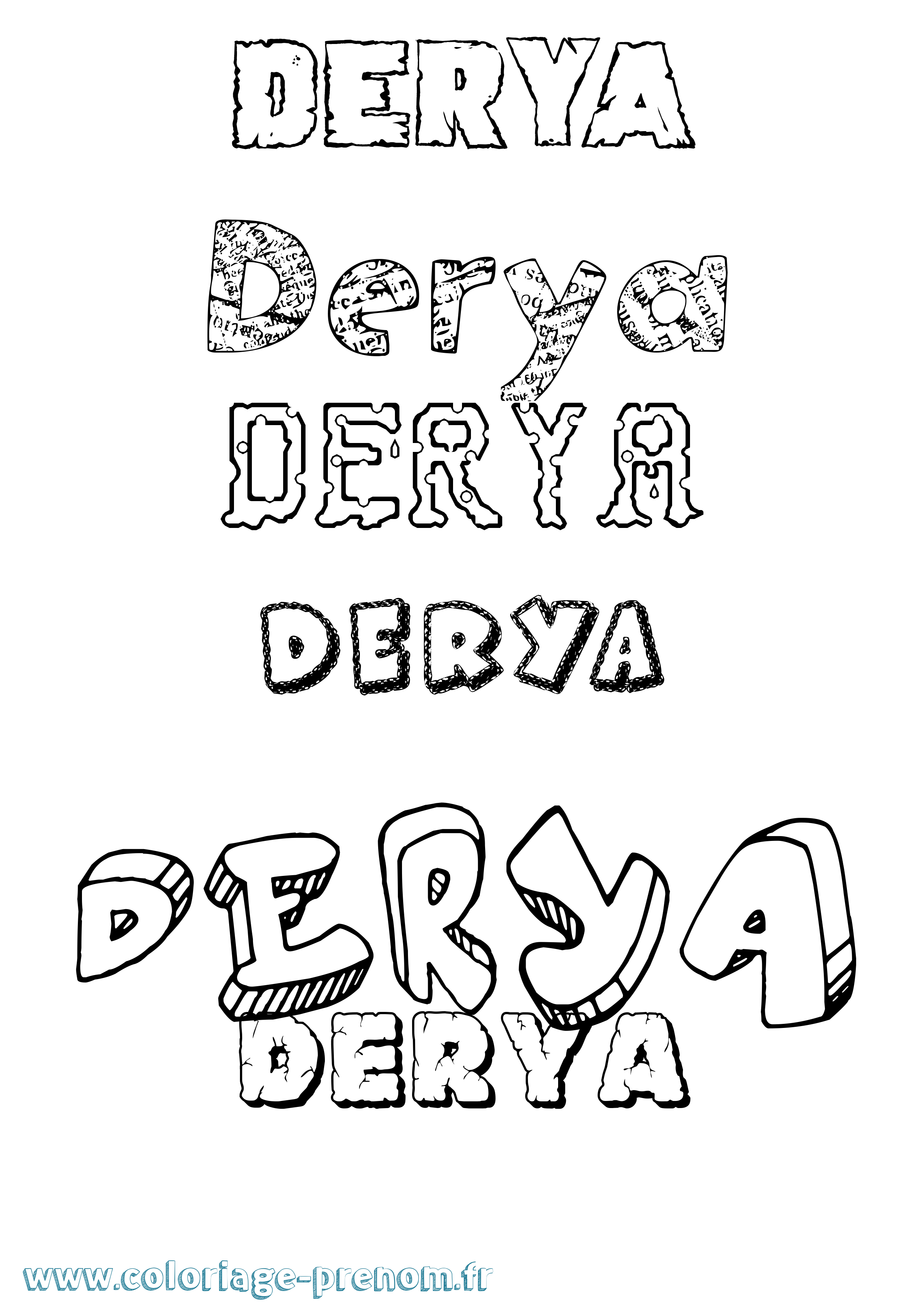 Coloriage Derya Destructuré Coloriage prénom Derya Destructuré