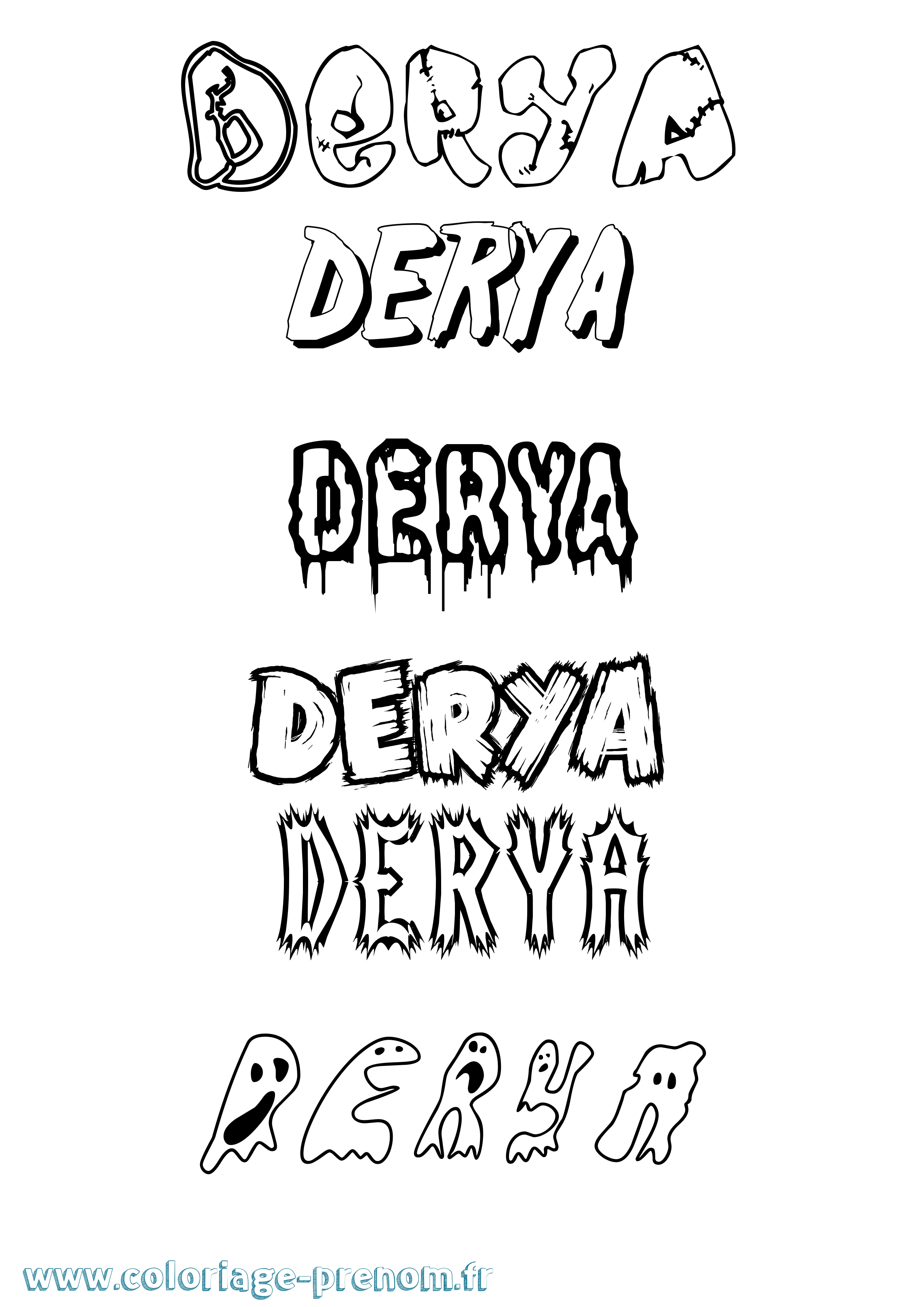 Coloriage Derya Frisson Coloriage prénom Derya Frisson