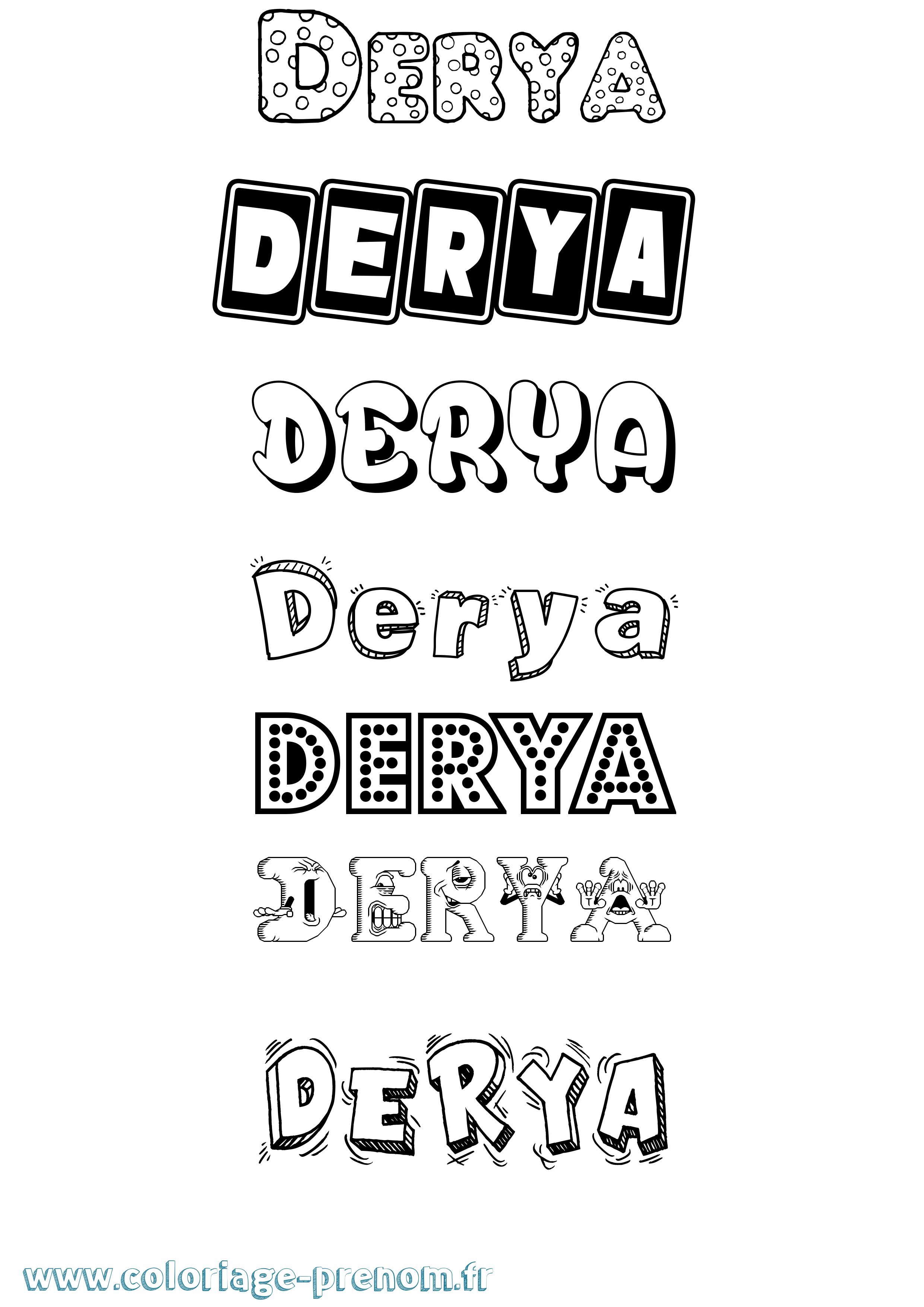 Coloriage Derya Fun Coloriage prénom Derya Fun