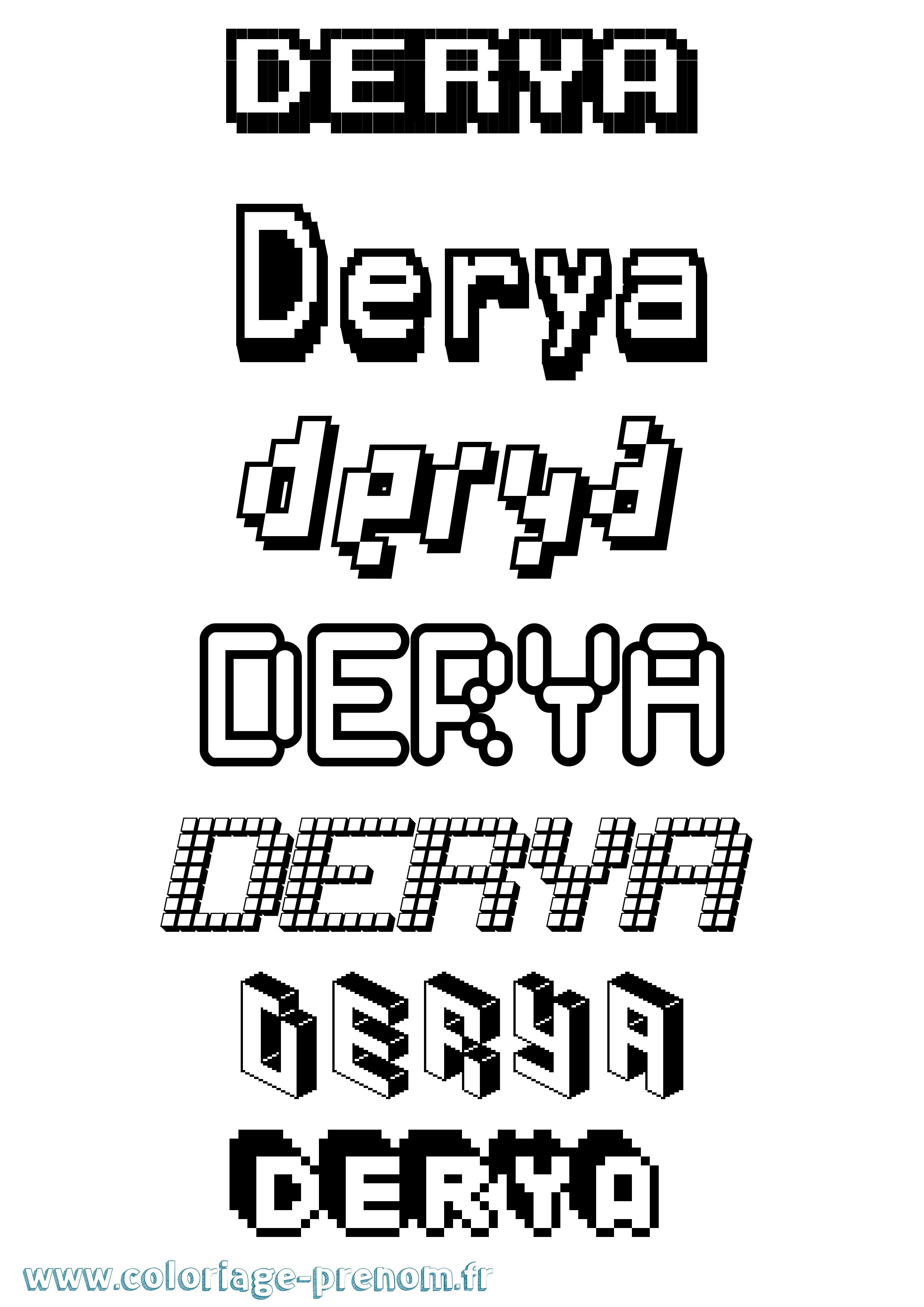 Coloriage Derya Pixel Coloriage prénom Derya Pixel