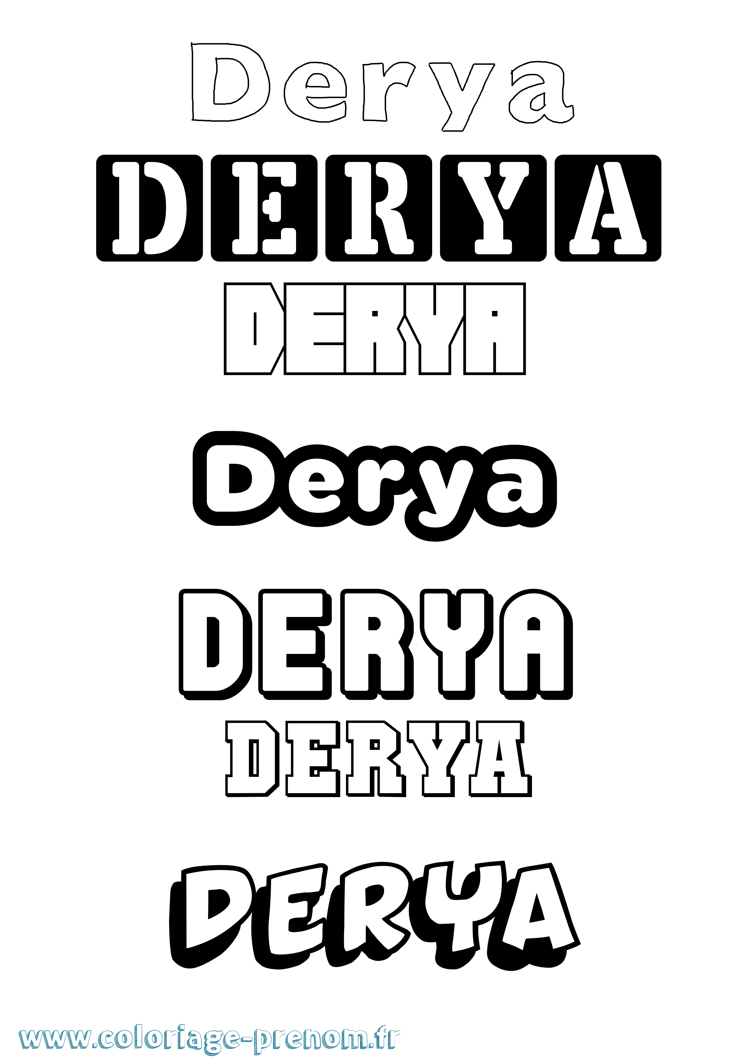 Coloriage Derya Simple Coloriage prénom Derya Simple