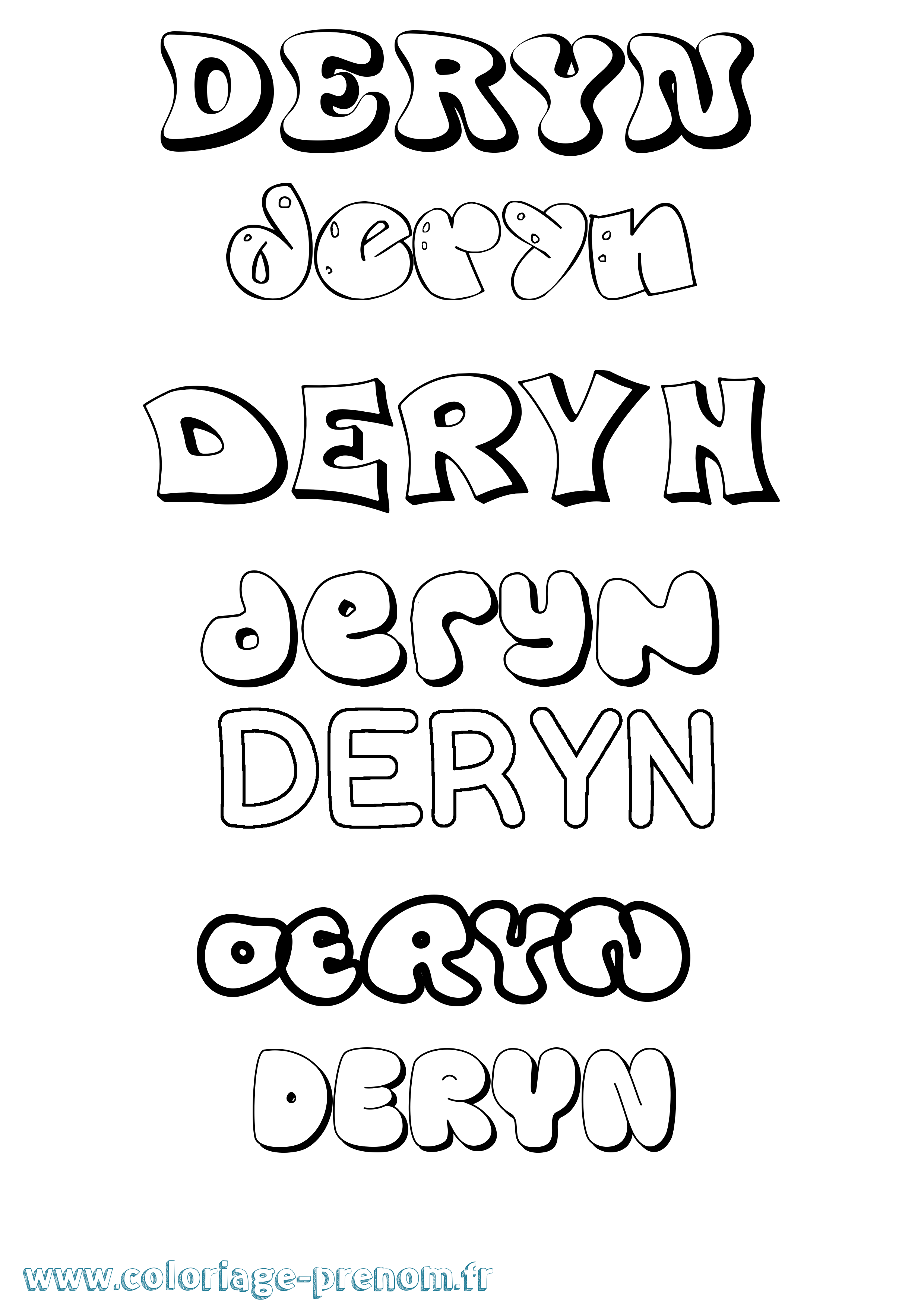 Coloriage Deryn Bubble Coloriage prénom Deryn Bubble