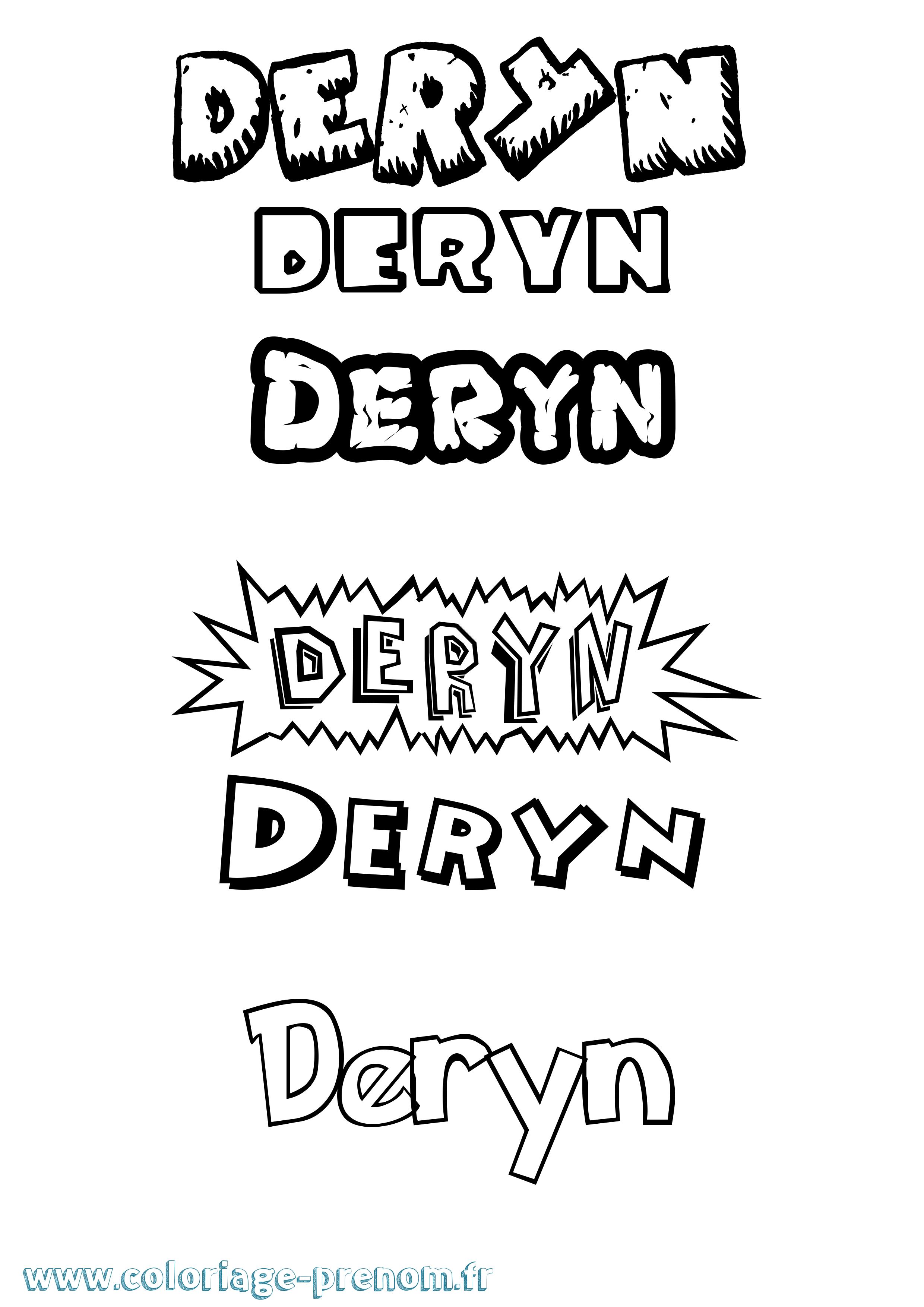Coloriage Deryn Dessin Animé Coloriage prénom Deryn Dessin Animé