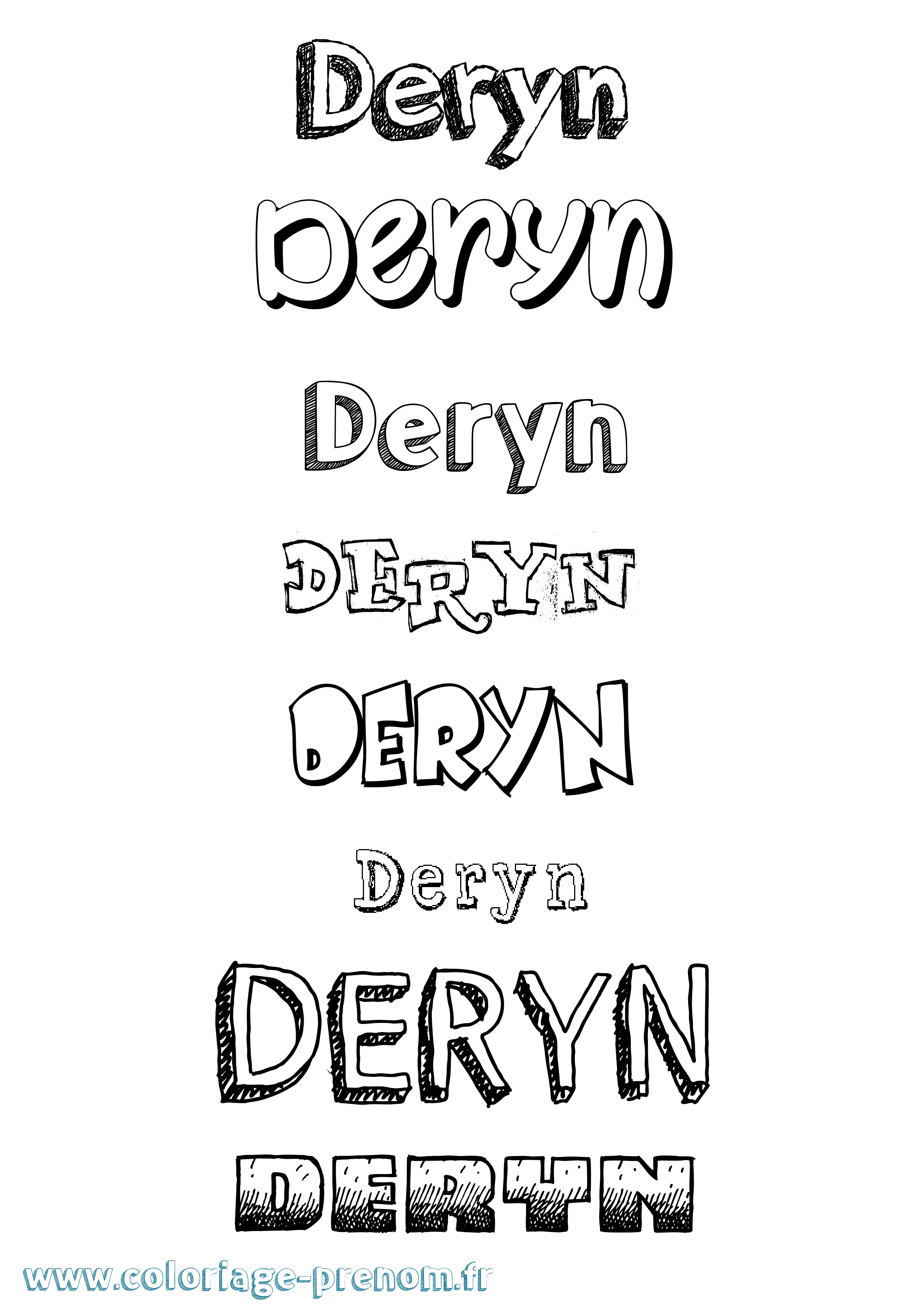 Coloriage Deryn Dessiné Coloriage prénom Deryn Dessiné