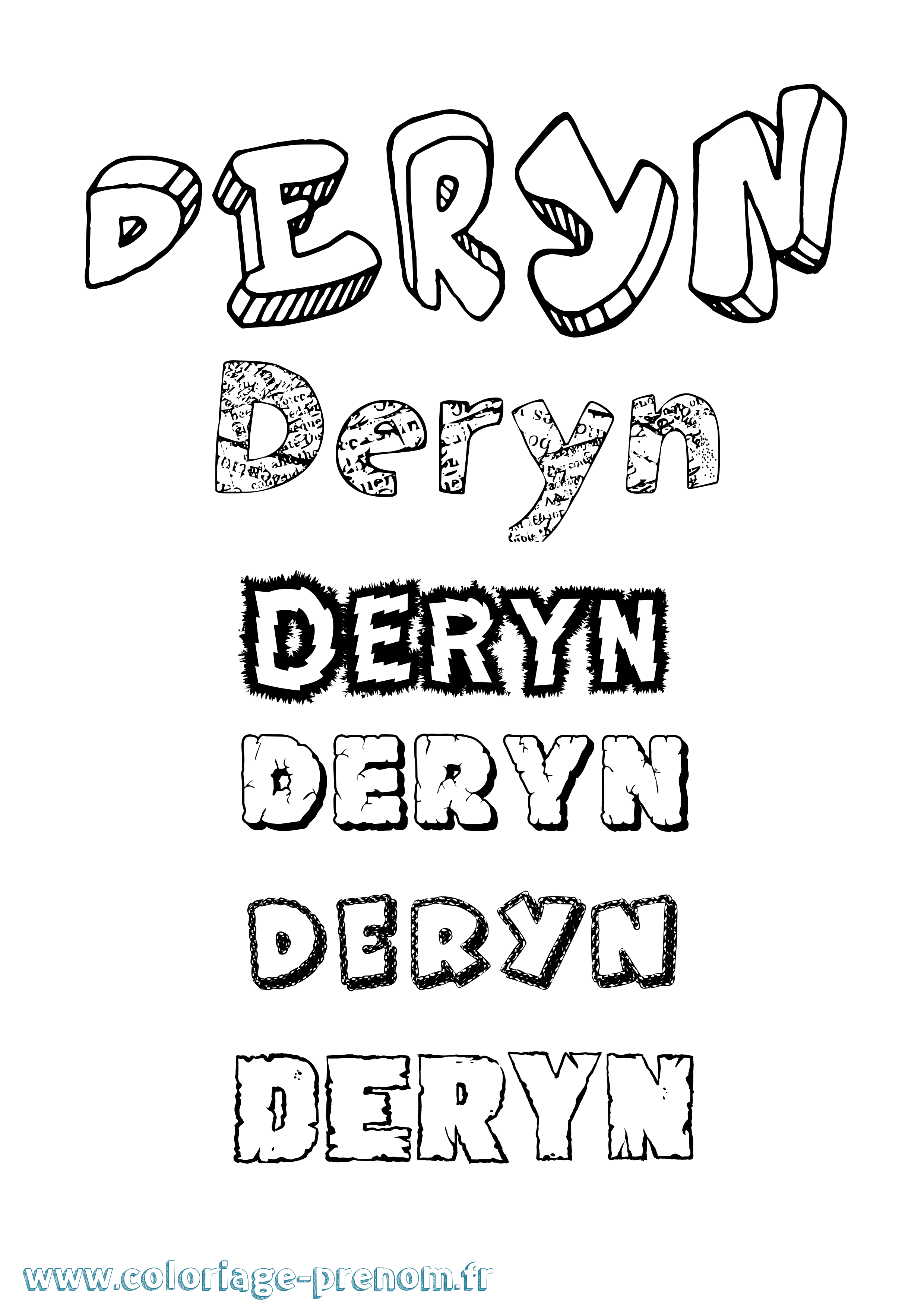 Coloriage Deryn Destructuré Coloriage prénom Deryn Destructuré