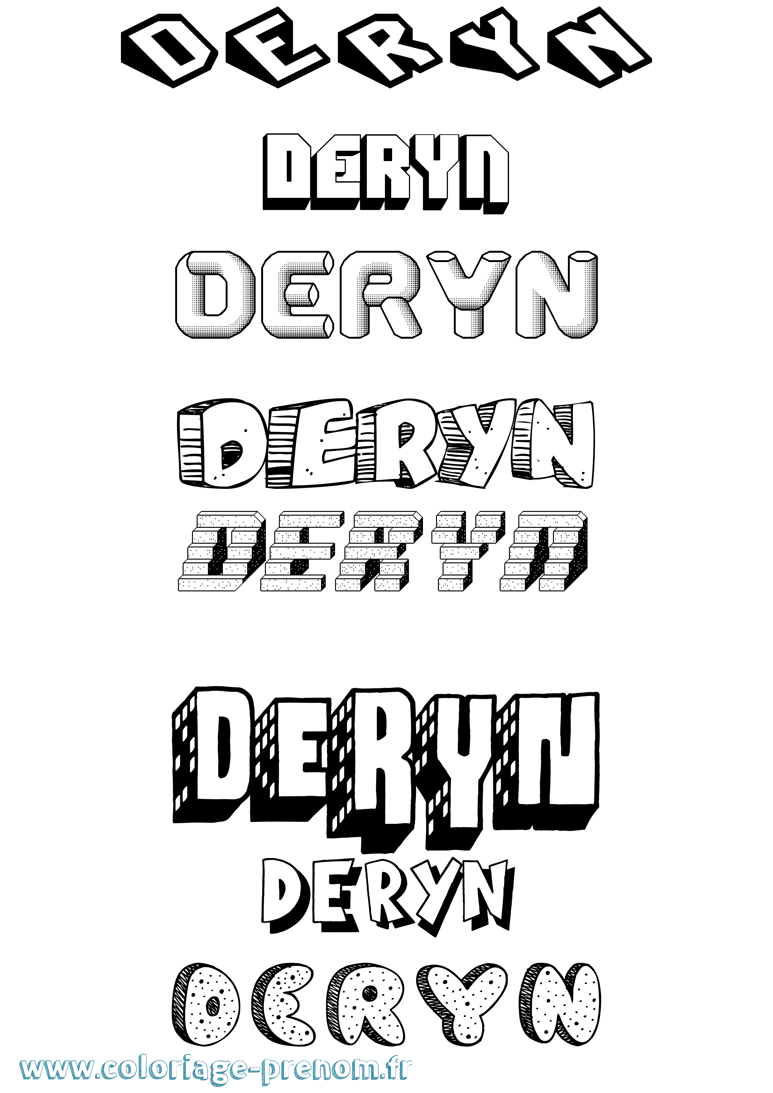 Coloriage Deryn Effet 3D Coloriage prénom Deryn Effet 3D