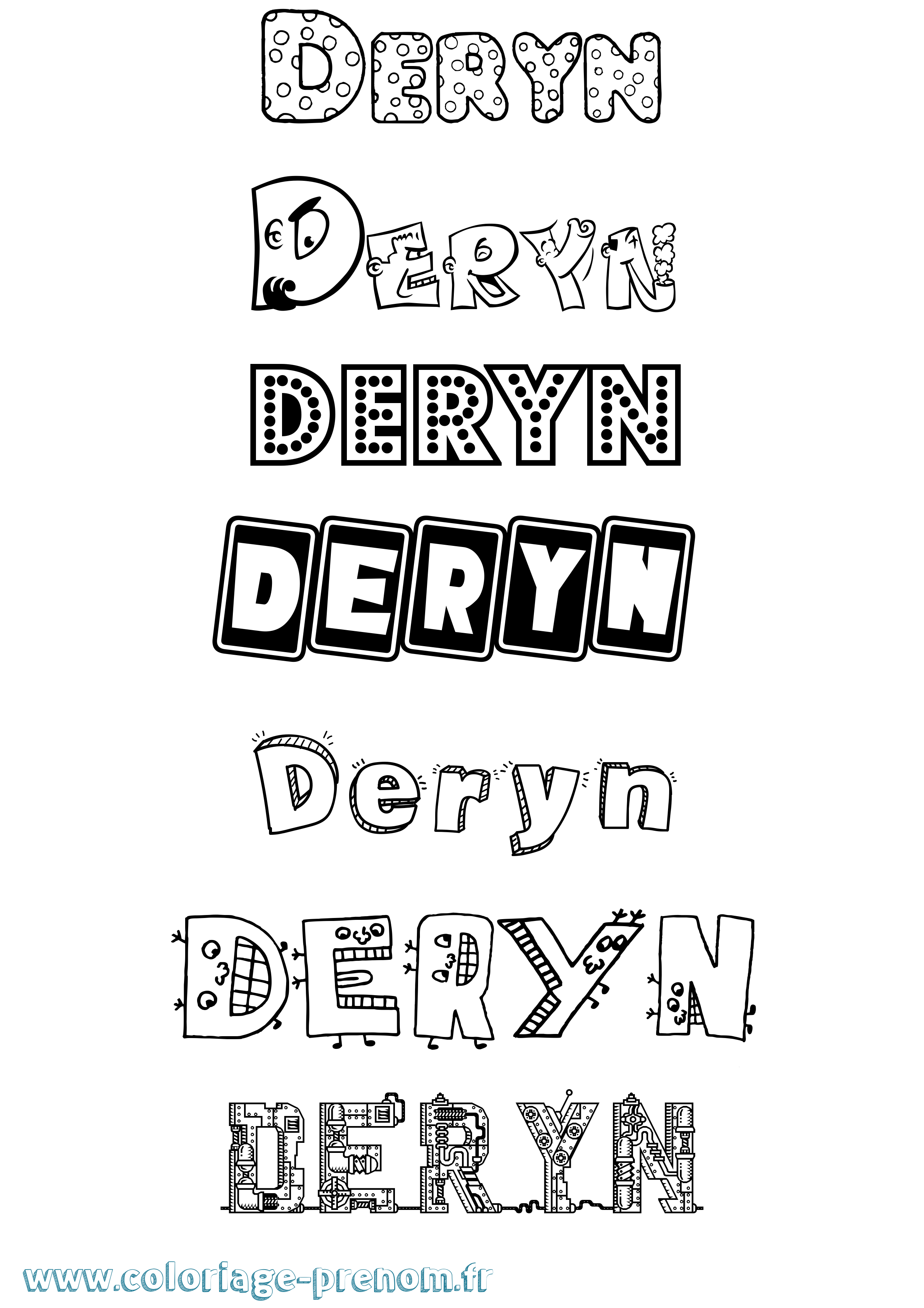 Coloriage Deryn Fun Coloriage prénom Deryn Fun