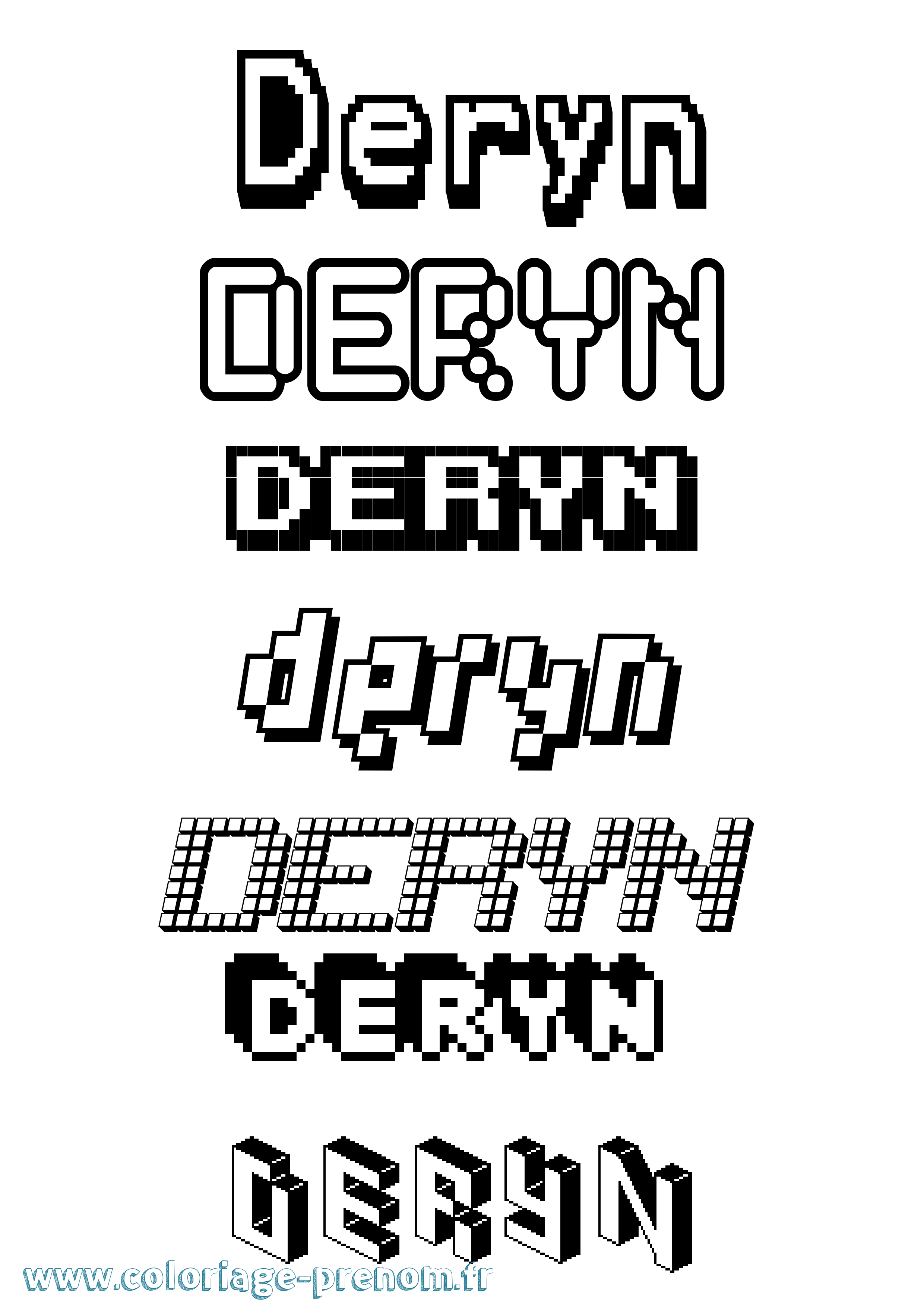 Coloriage Deryn Pixel Coloriage prénom Deryn Pixel