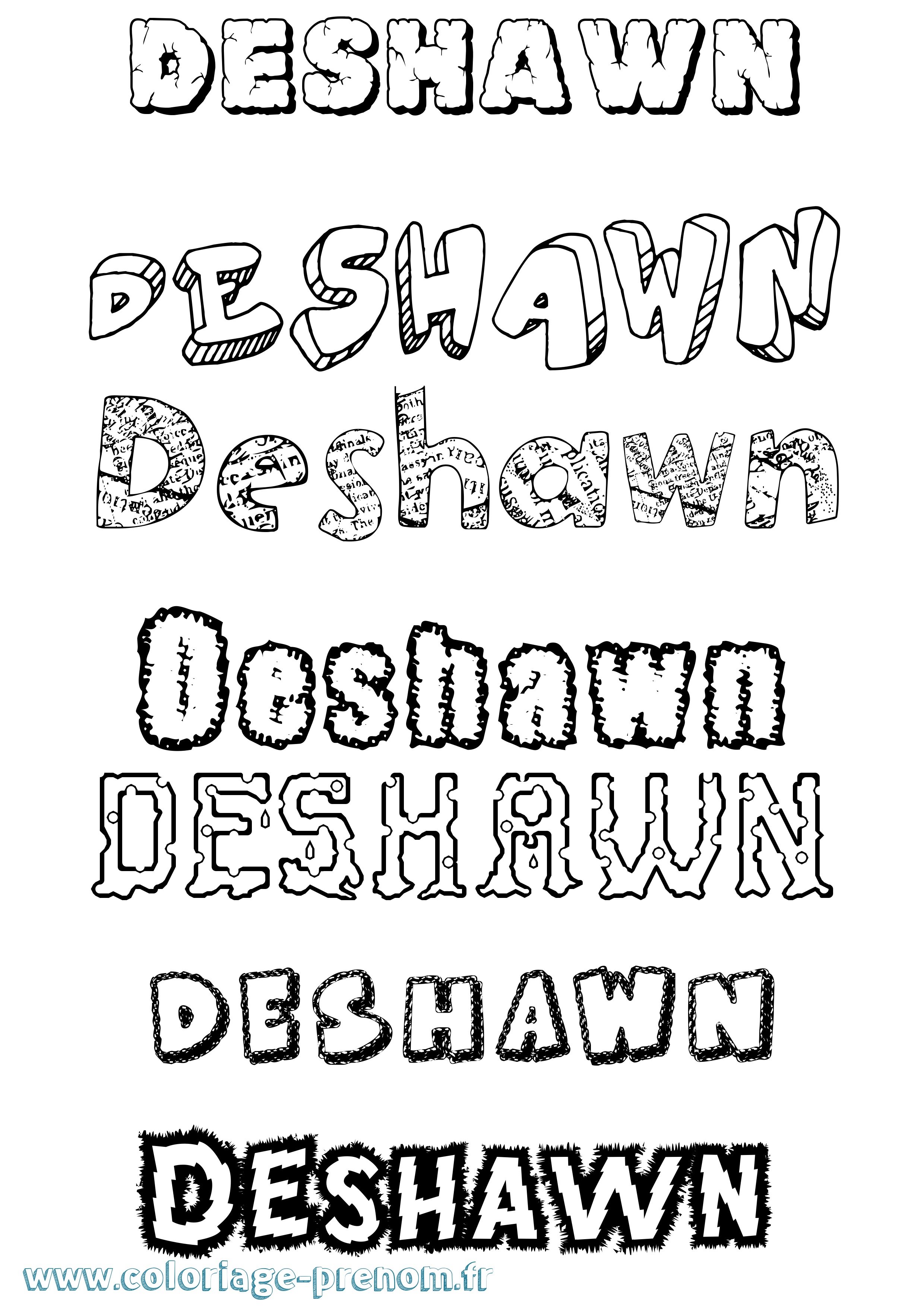 Coloriage Deshawn Destructuré Coloriage prénom Deshawn Destructuré