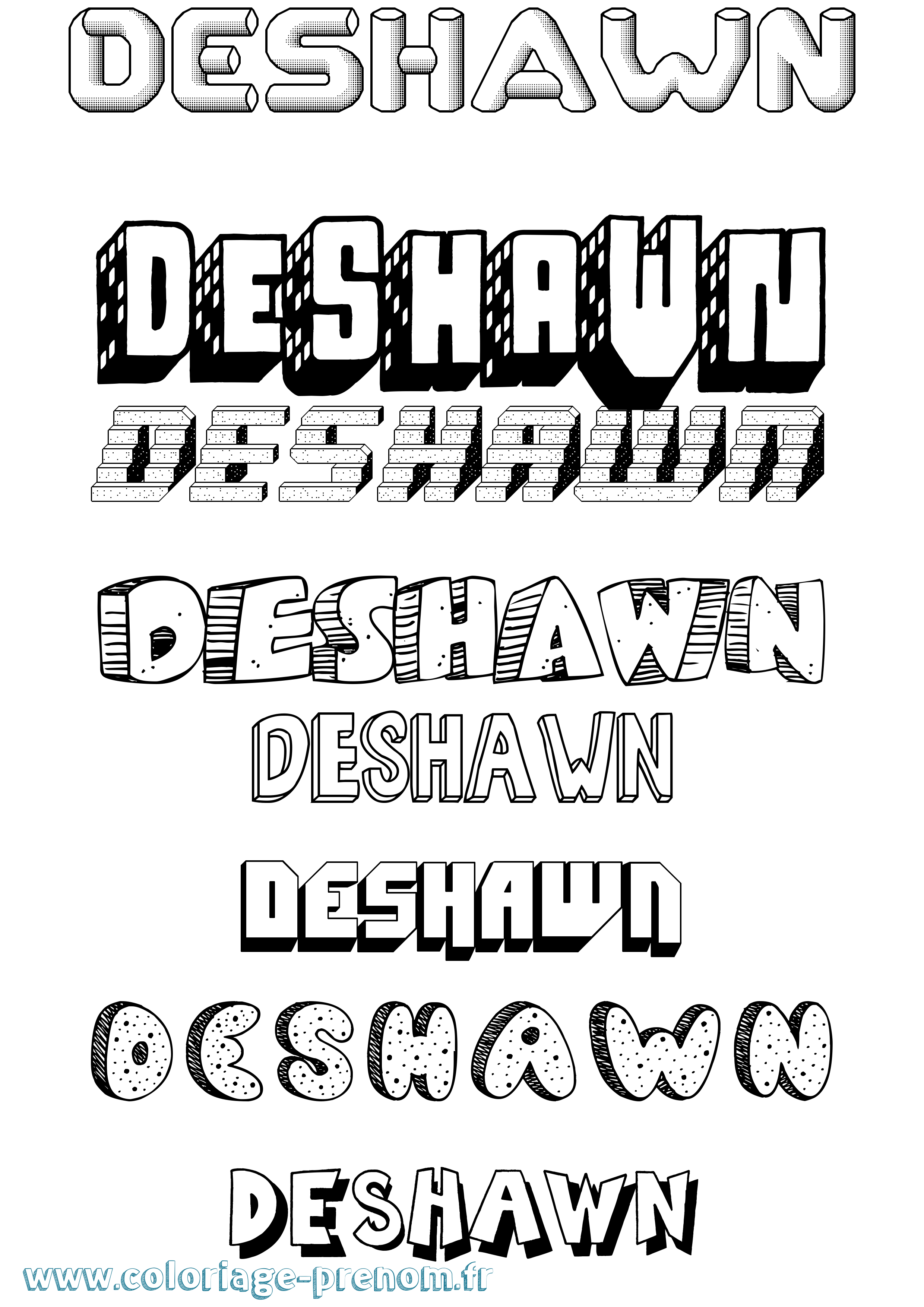 Coloriage Deshawn Effet 3D Coloriage prénom Deshawn Effet 3D