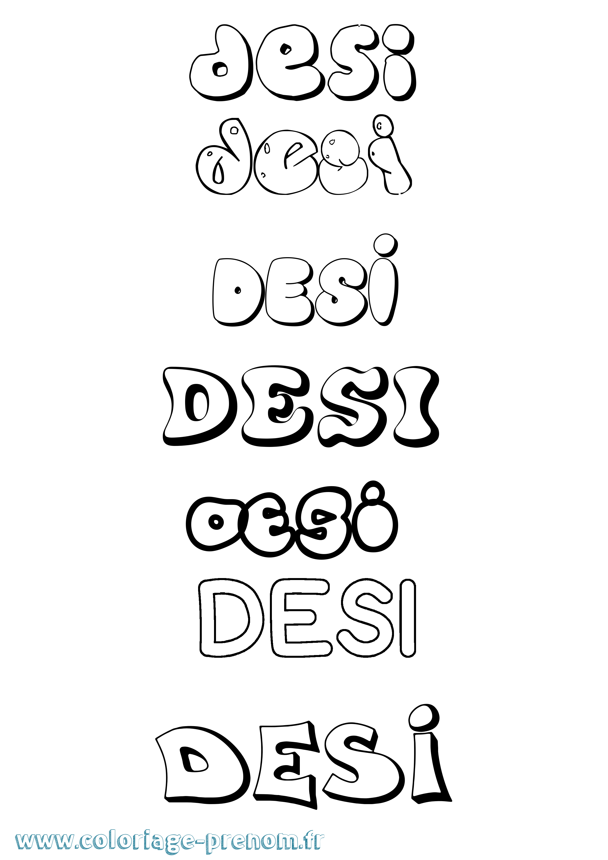 Coloriage Desi Bubble Coloriage prénom Desi Bubble