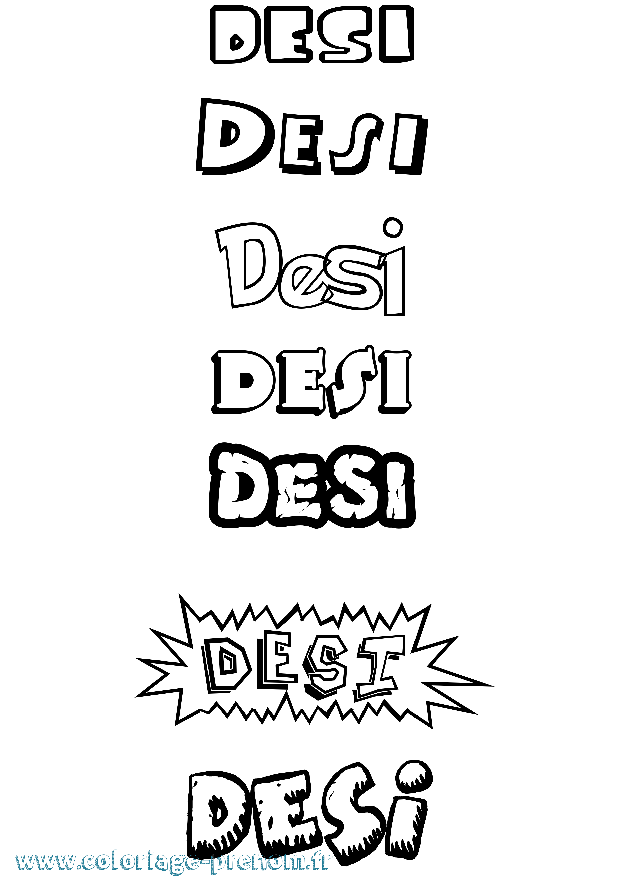Coloriage Desi Dessin Animé Coloriage prénom Desi Dessin Animé
