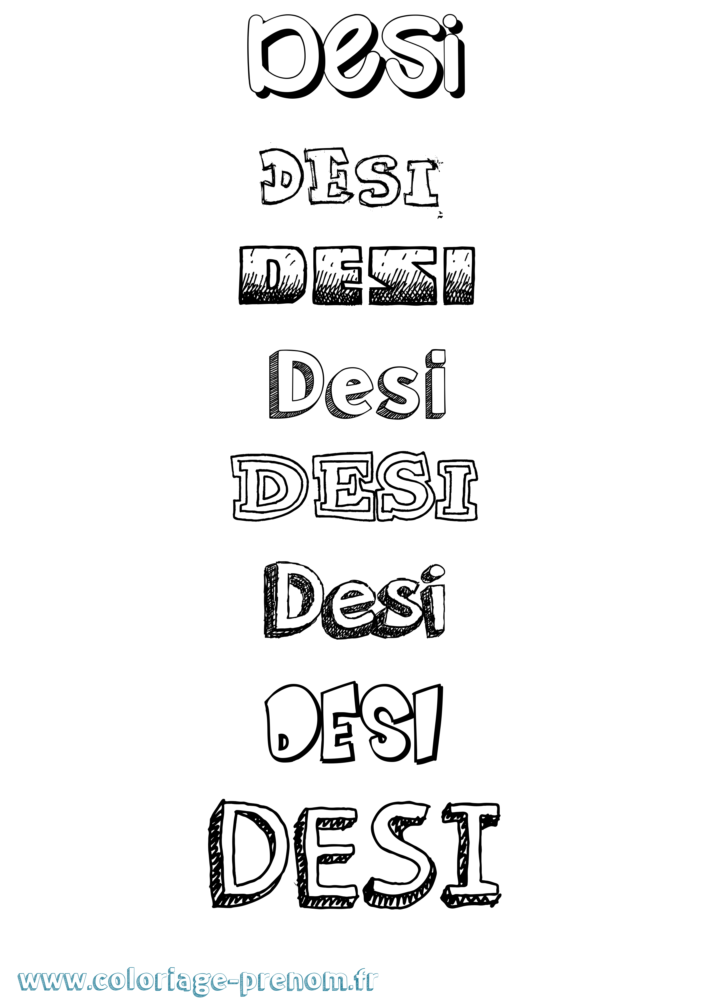 Coloriage Desi Dessiné Coloriage prénom Desi Dessiné