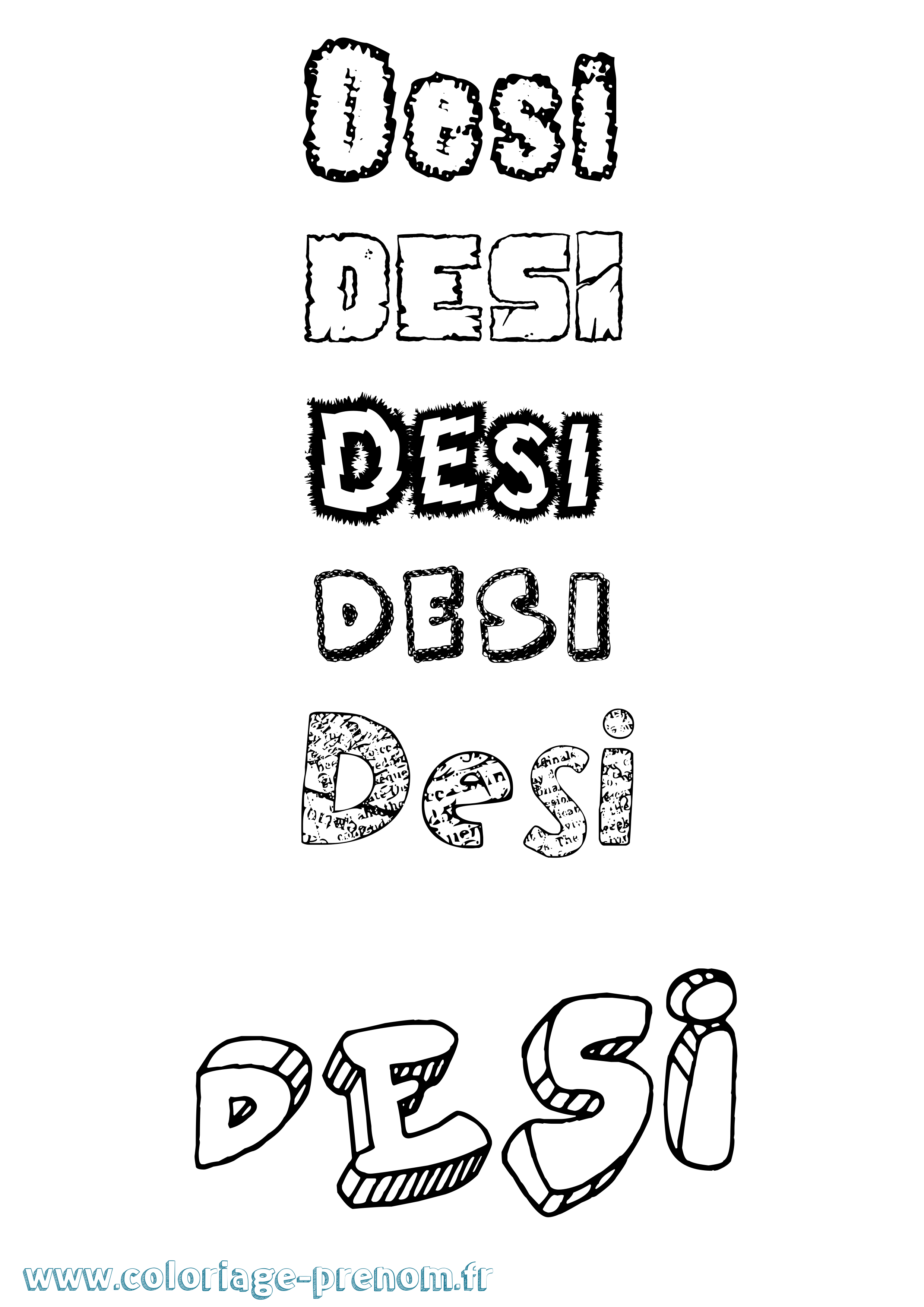 Coloriage Desi Destructuré Coloriage prénom Desi Destructuré