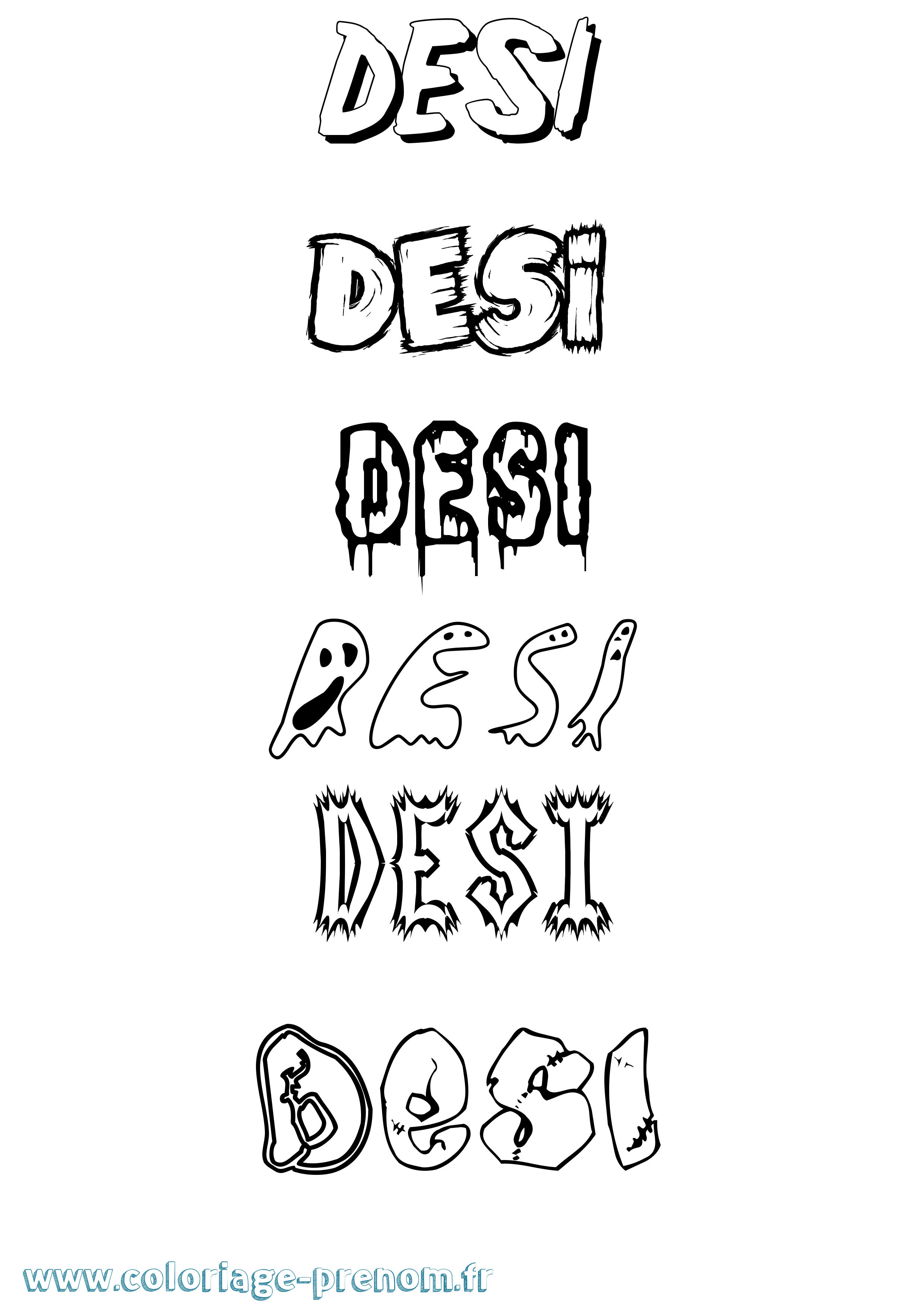 Coloriage Desi Frisson Coloriage prénom Desi Frisson