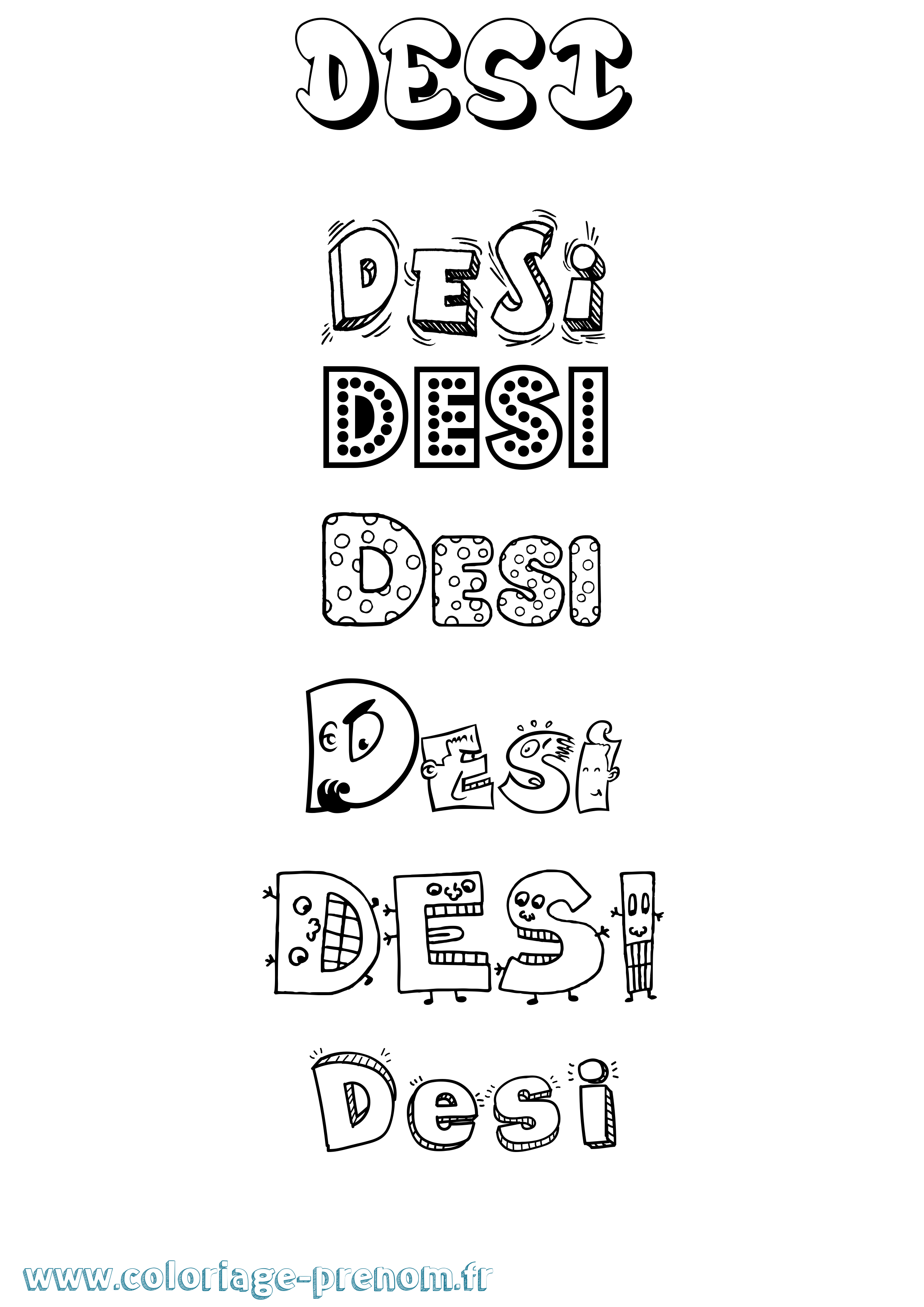 Coloriage Desi Fun Coloriage prénom Desi Fun