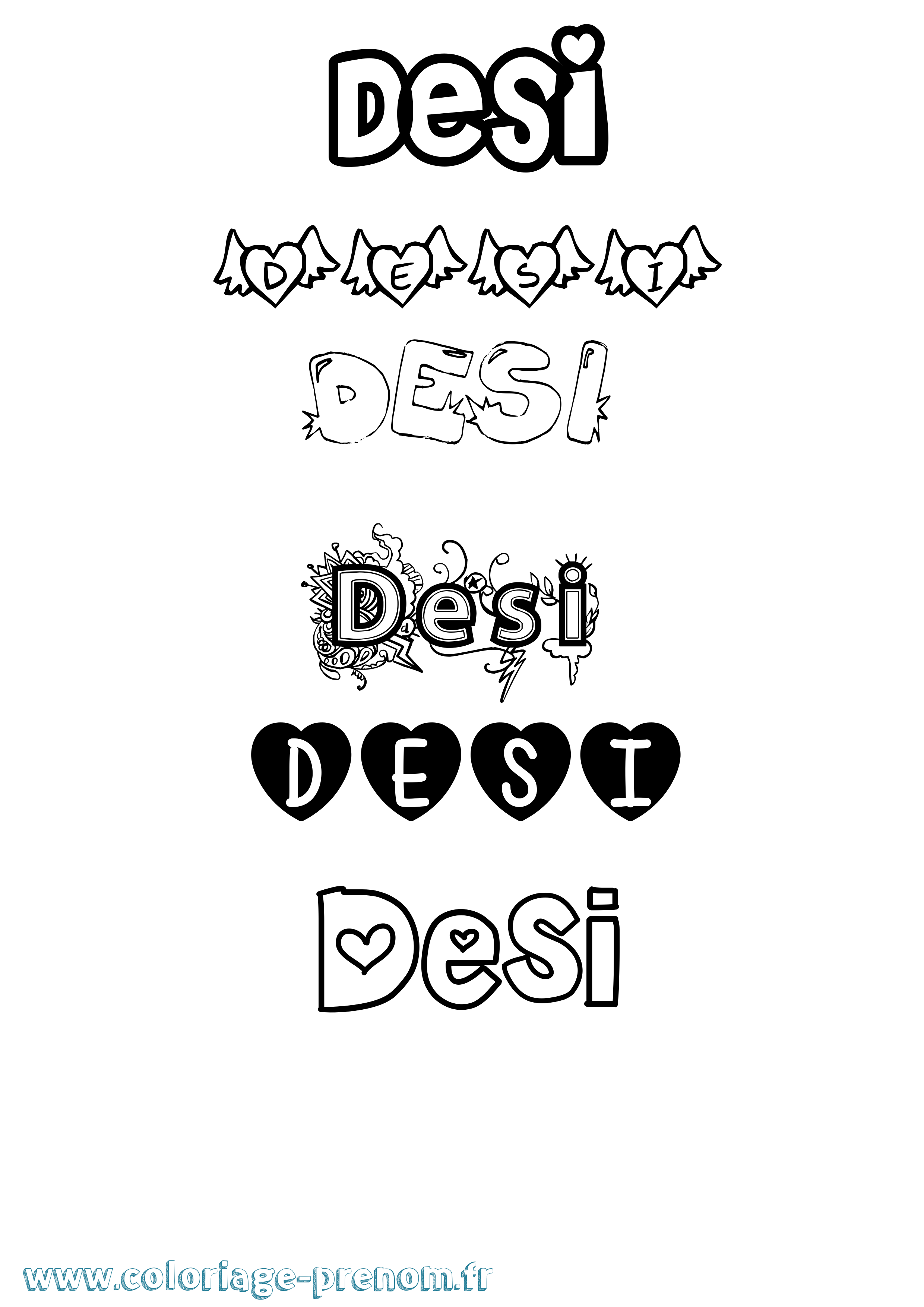 Coloriage Desi Girly Coloriage prénom Desi Girly