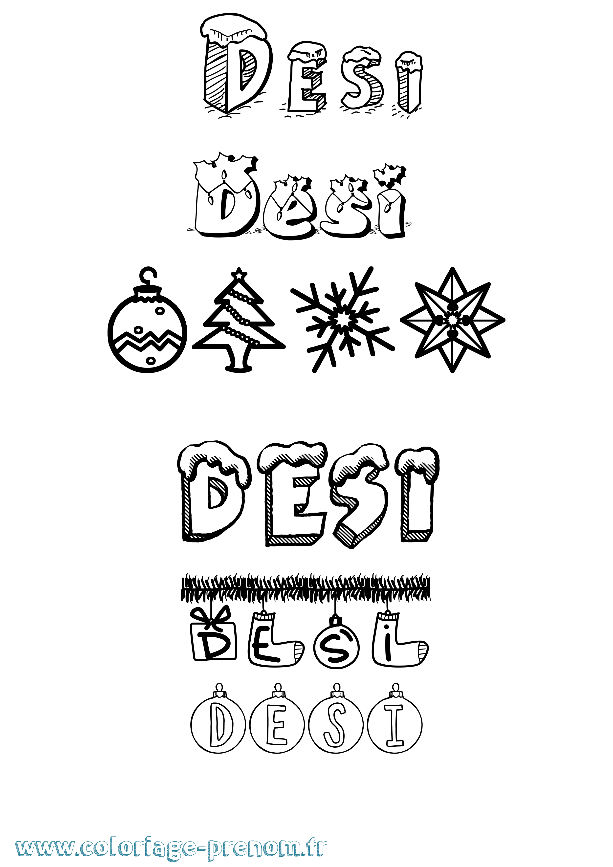 Coloriage Desi Noël Coloriage prénom Desi Noël