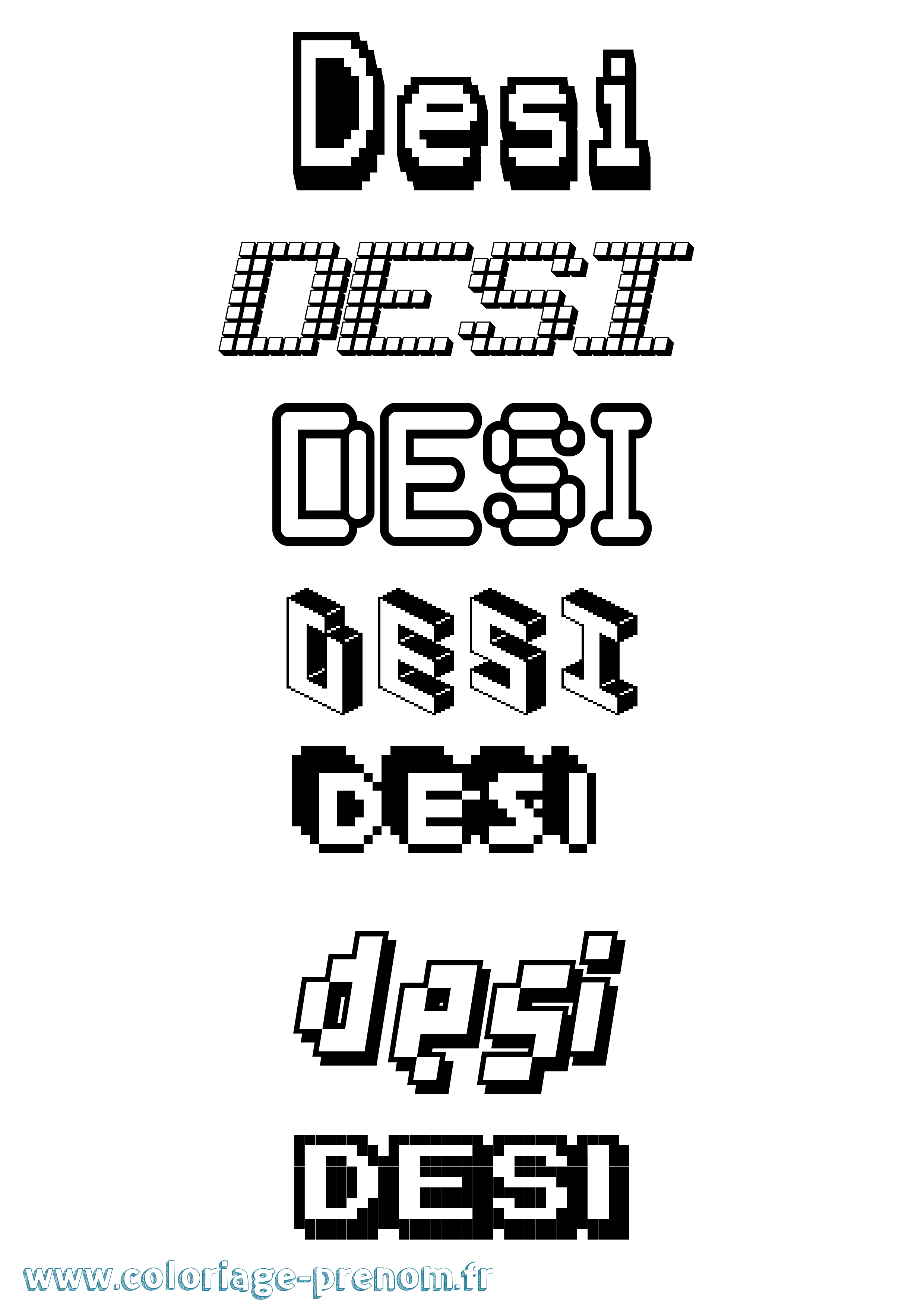 Coloriage Desi Pixel Coloriage prénom Desi Pixel