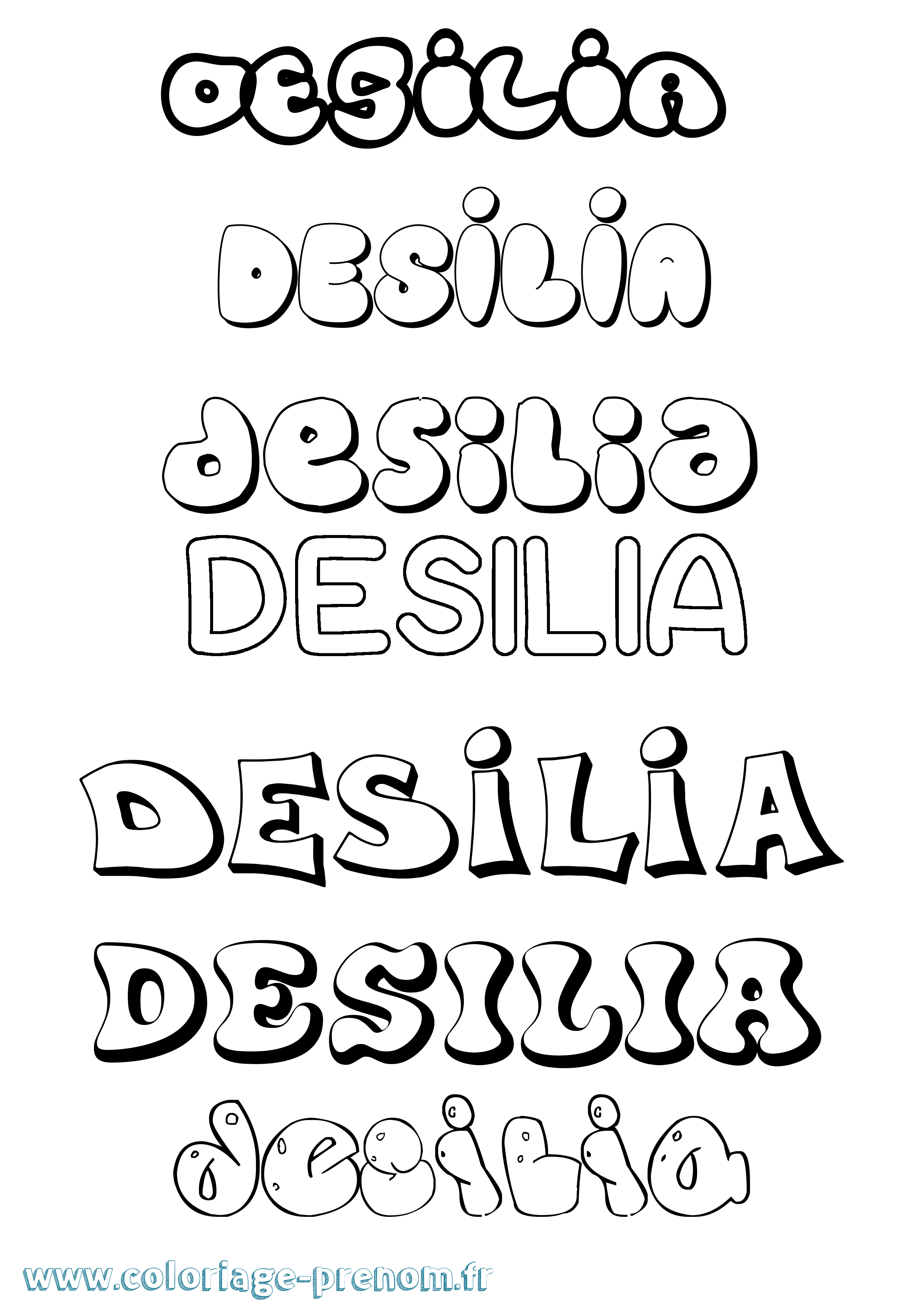 Coloriage Desilia Bubble Coloriage prénom Desilia Bubble