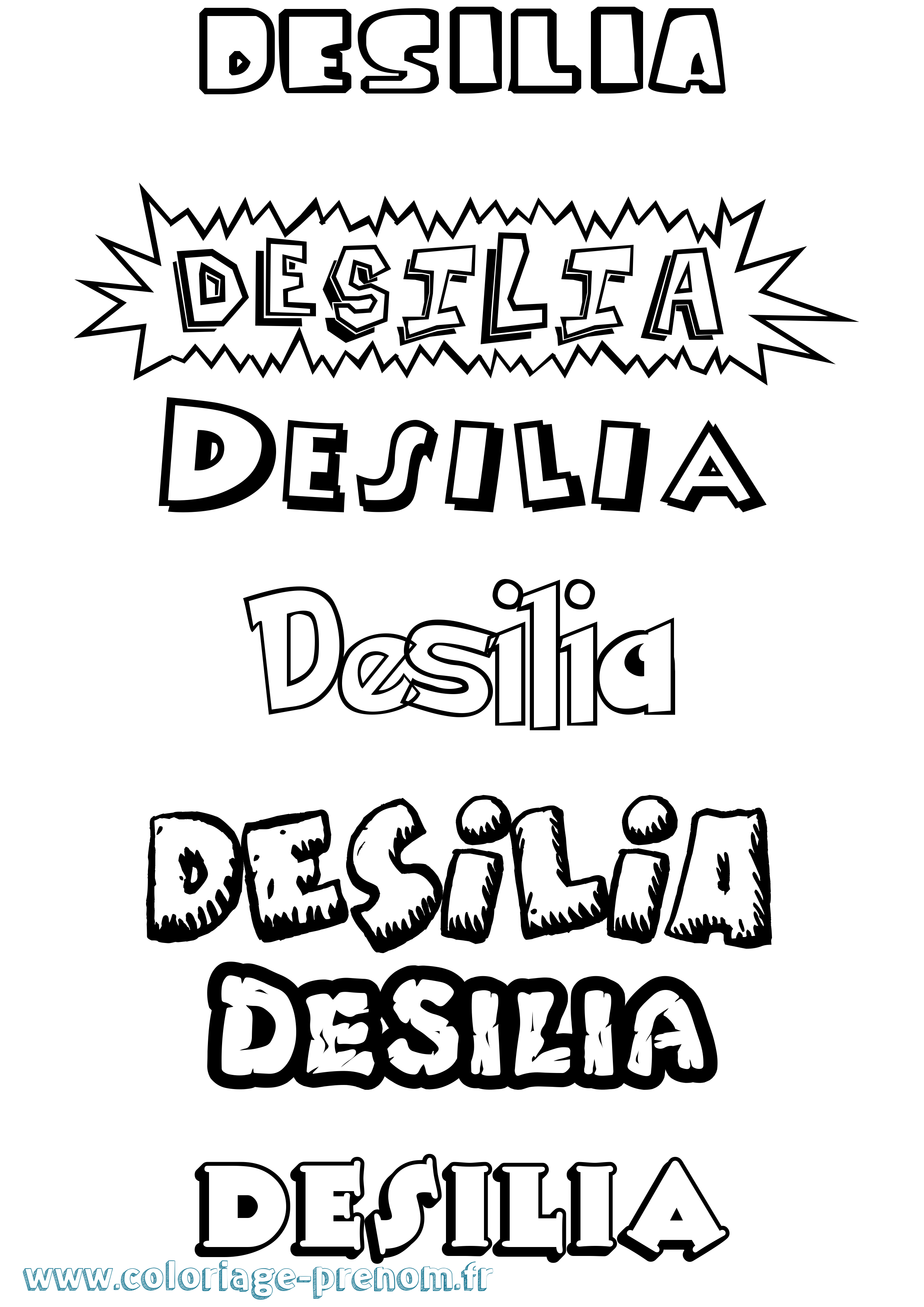 Coloriage Desilia Dessin Animé Coloriage prénom Desilia Dessin Animé