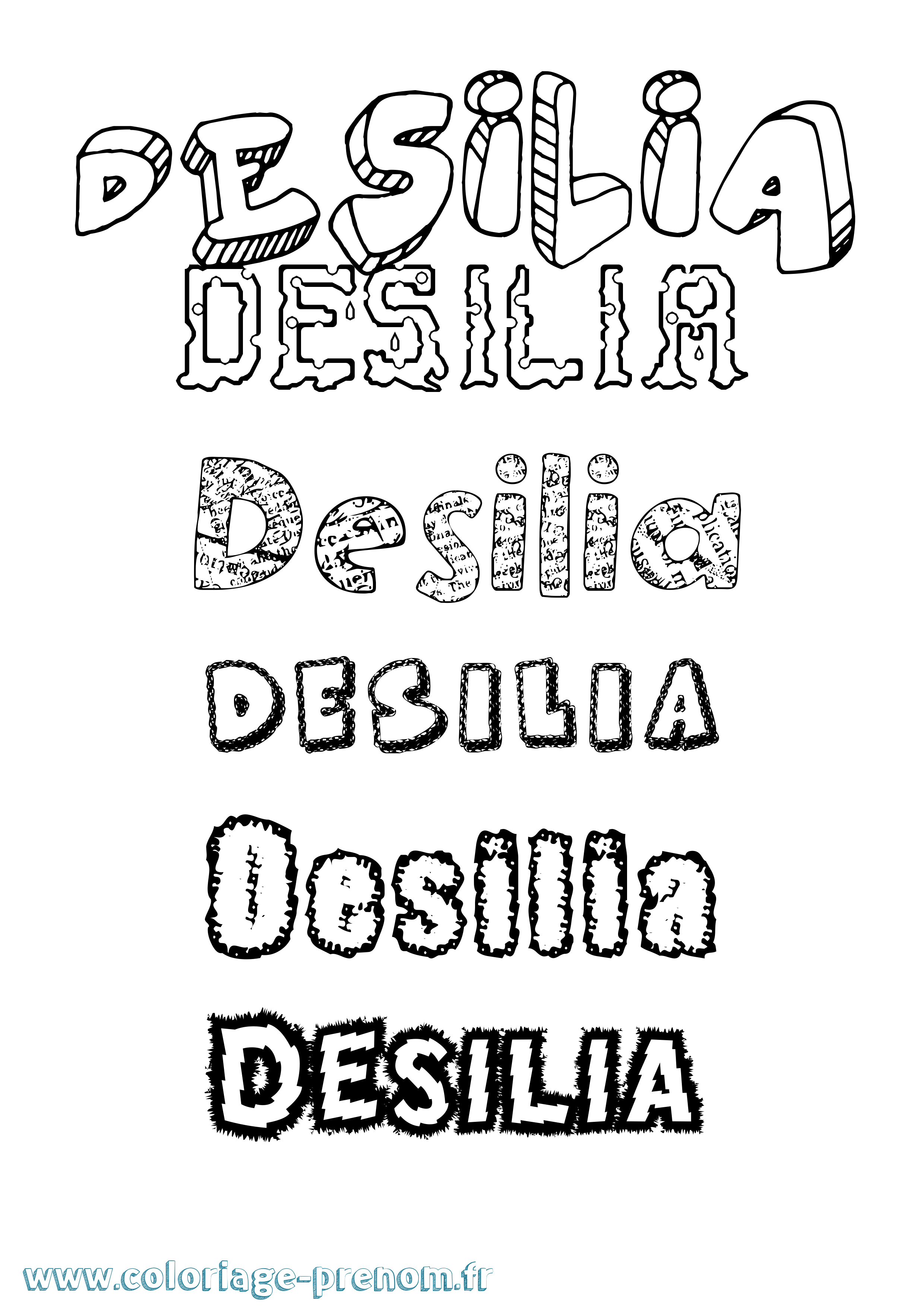 Coloriage Desilia Destructuré Coloriage prénom Desilia Destructuré