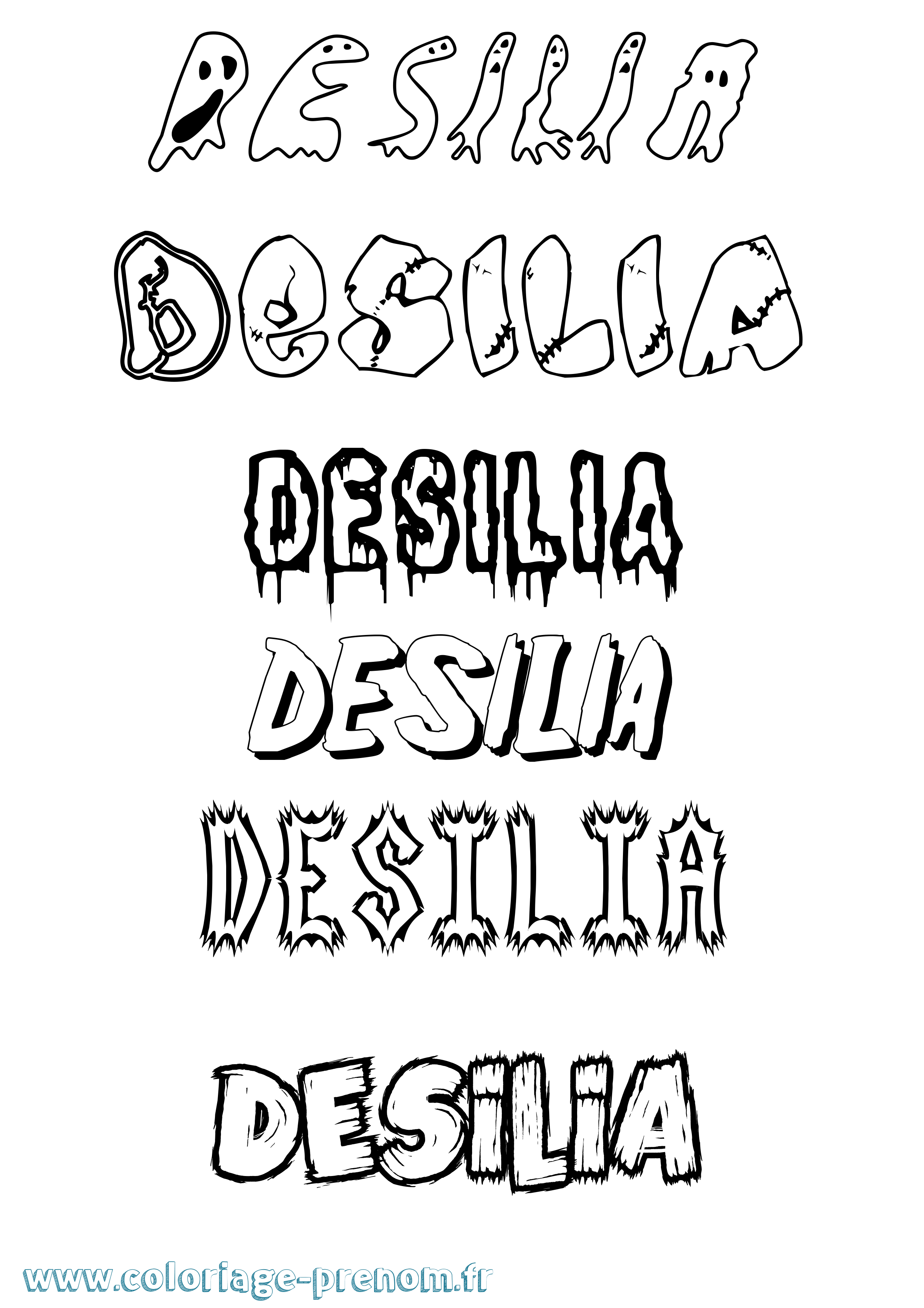 Coloriage Desilia Frisson Coloriage prénom Desilia Frisson