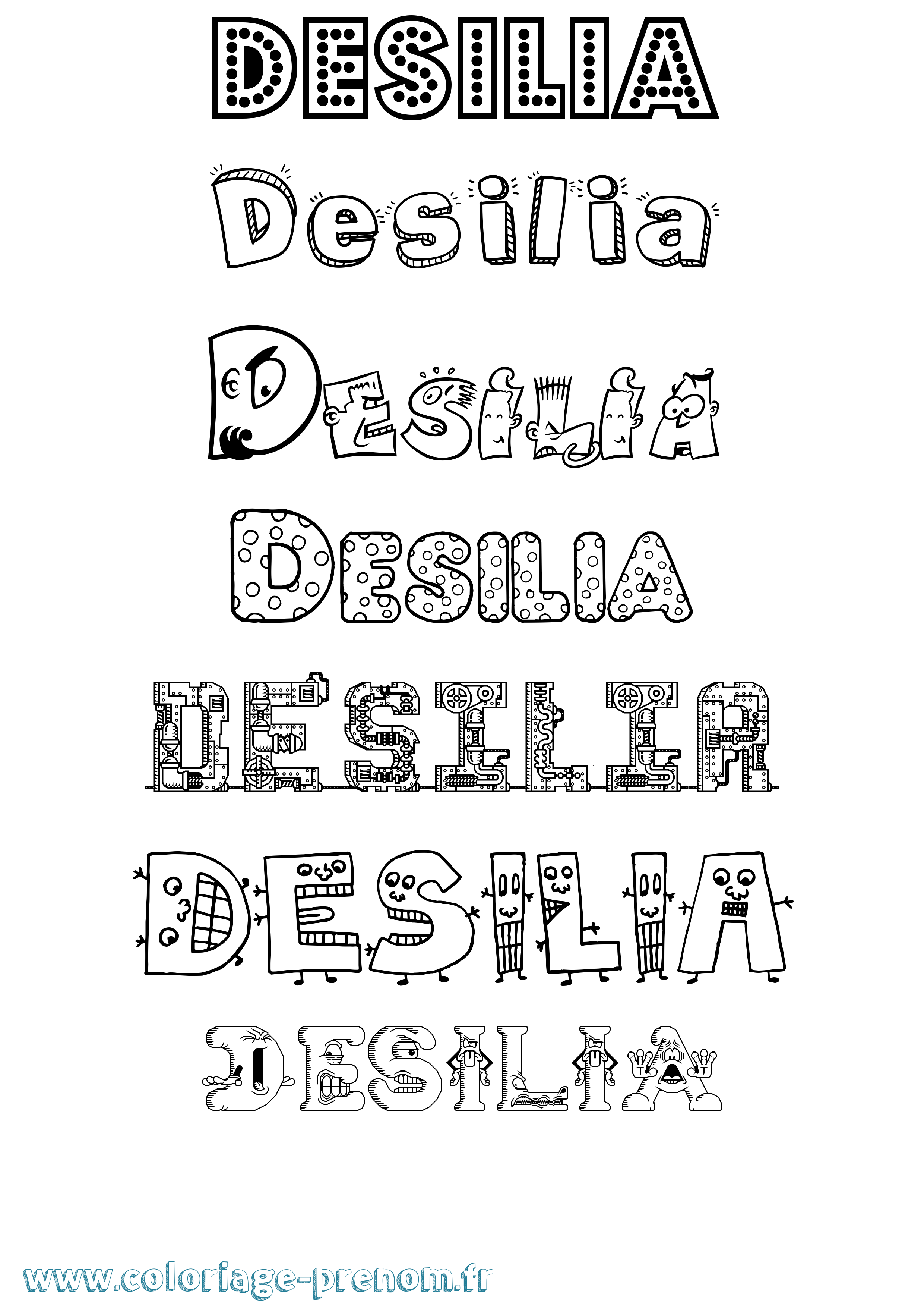 Coloriage Desilia Fun Coloriage prénom Desilia Fun