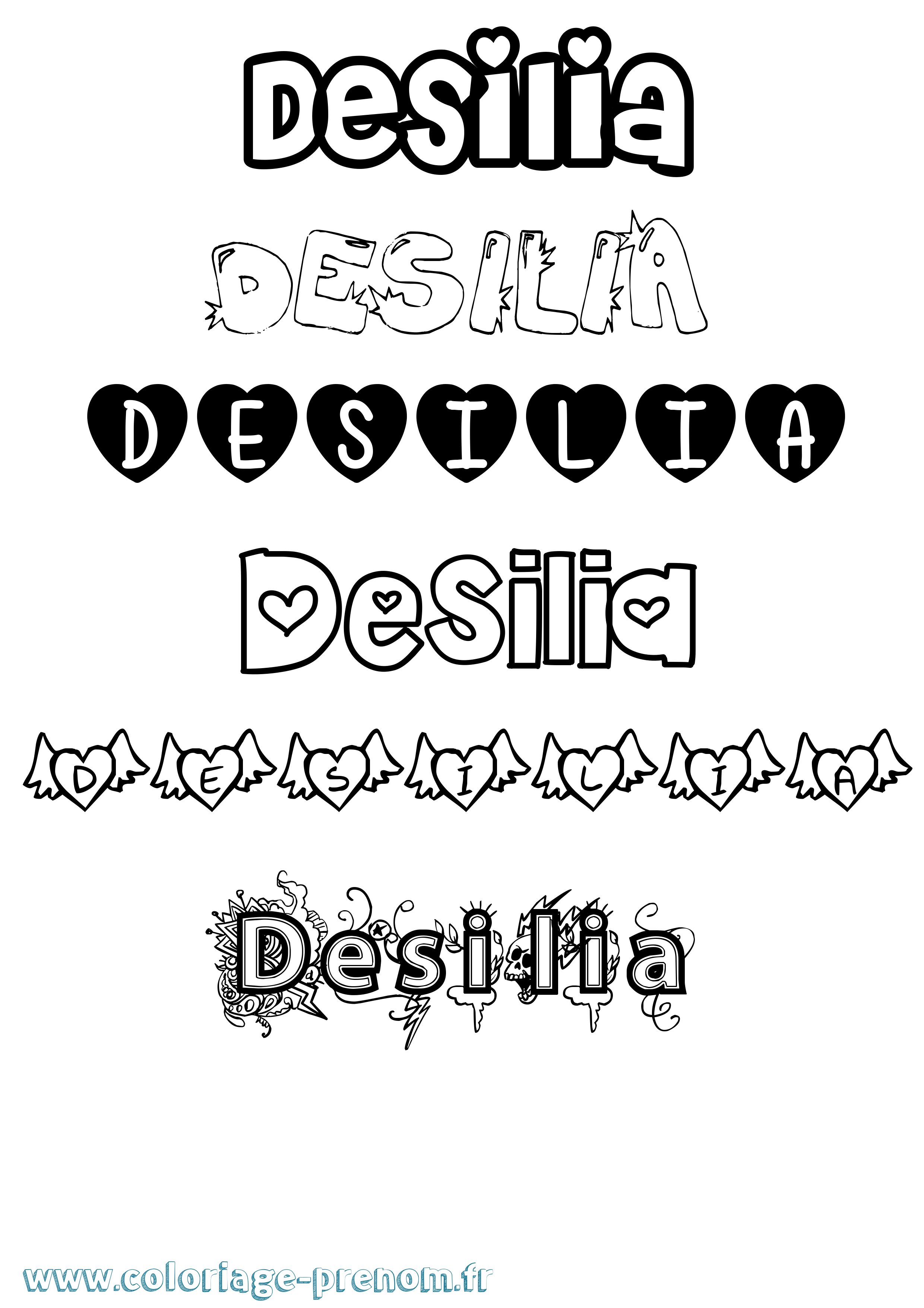 Coloriage Desilia Girly Coloriage prénom Desilia Girly