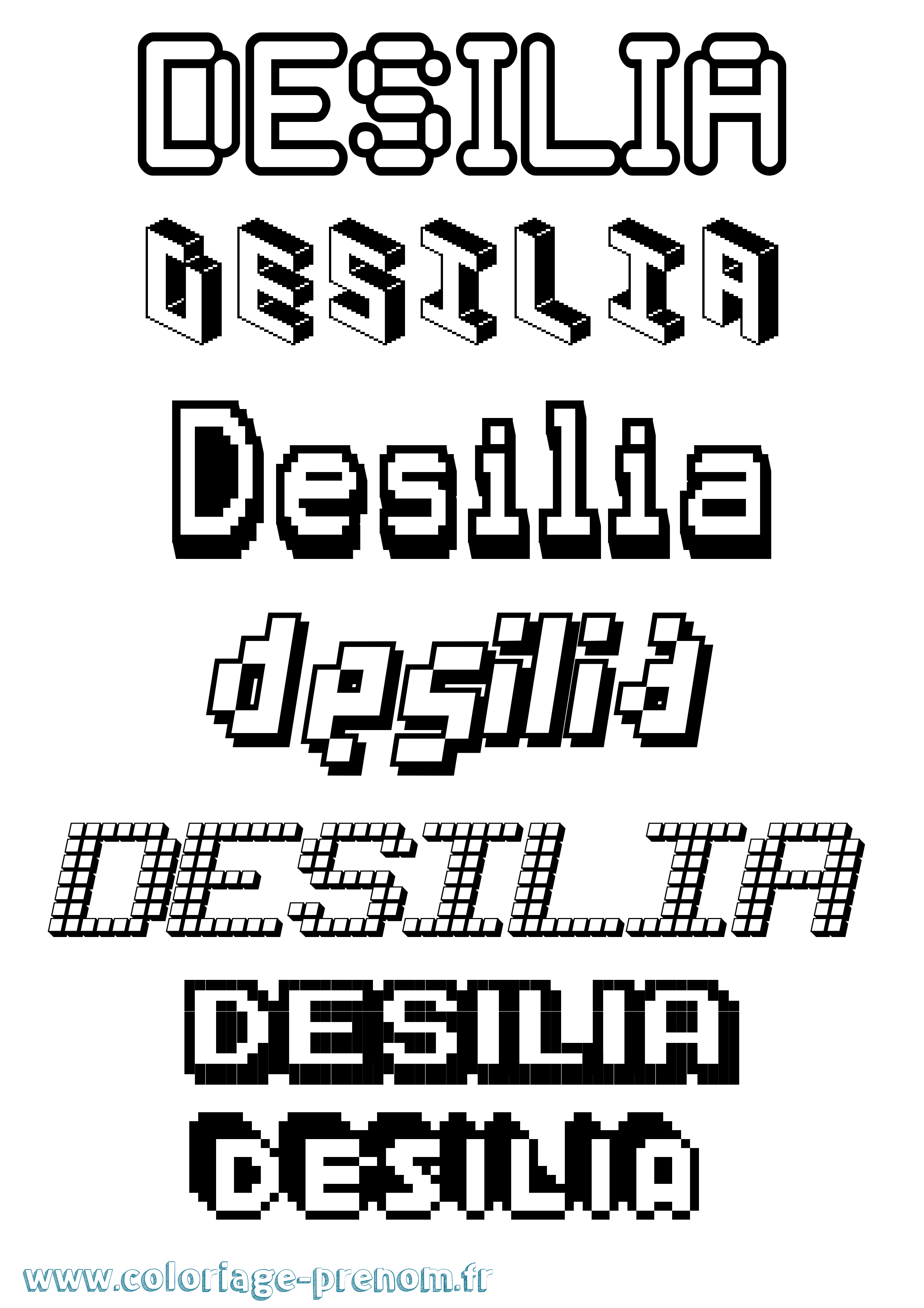 Coloriage Desilia Pixel Coloriage prénom Desilia Pixel