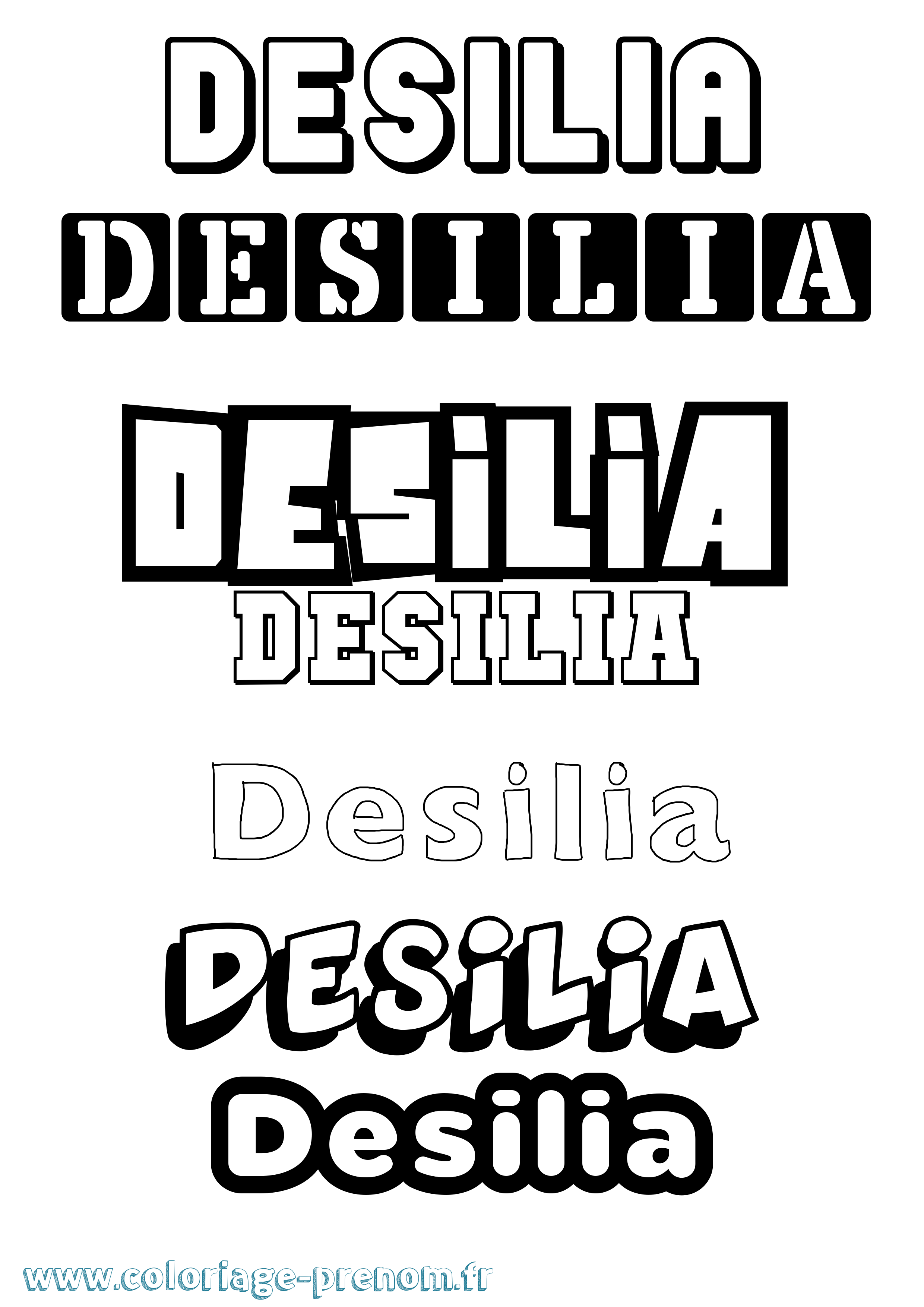 Coloriage Desilia Simple Coloriage prénom Desilia Simple