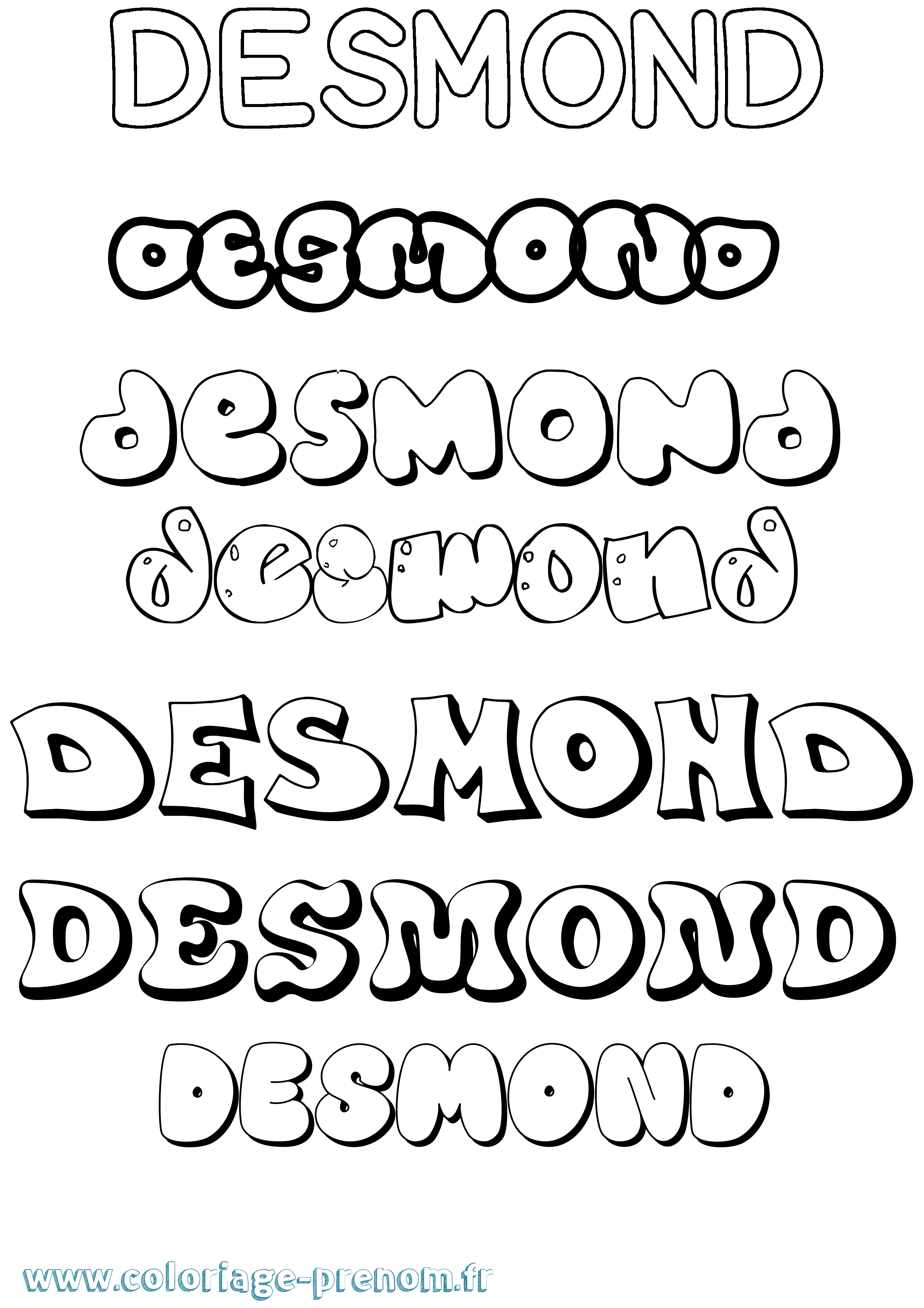 Coloriage Desmond Bubble Coloriage prénom Desmond Bubble