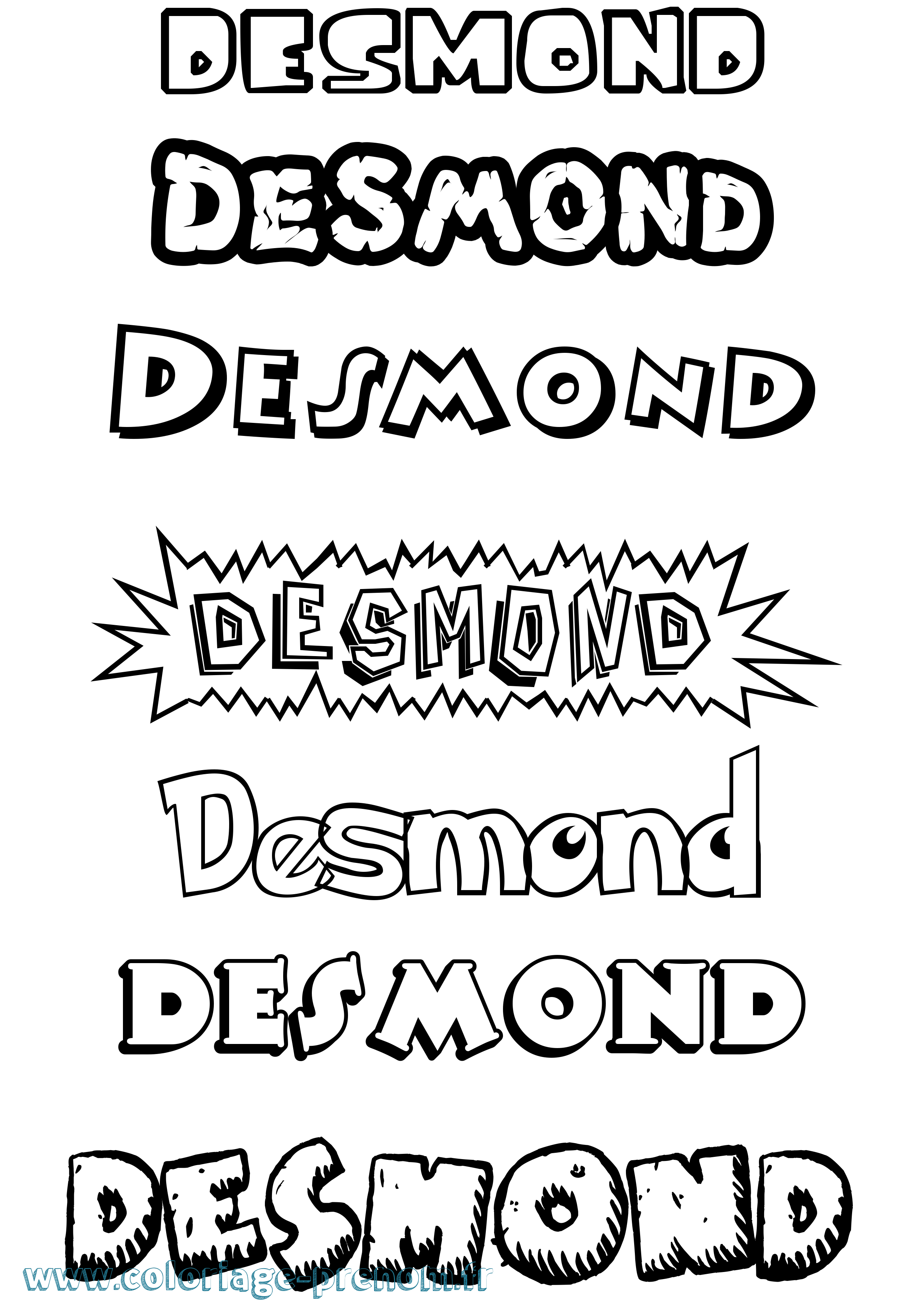 Coloriage Desmond Dessin Animé Coloriage prénom Desmond Dessin Animé