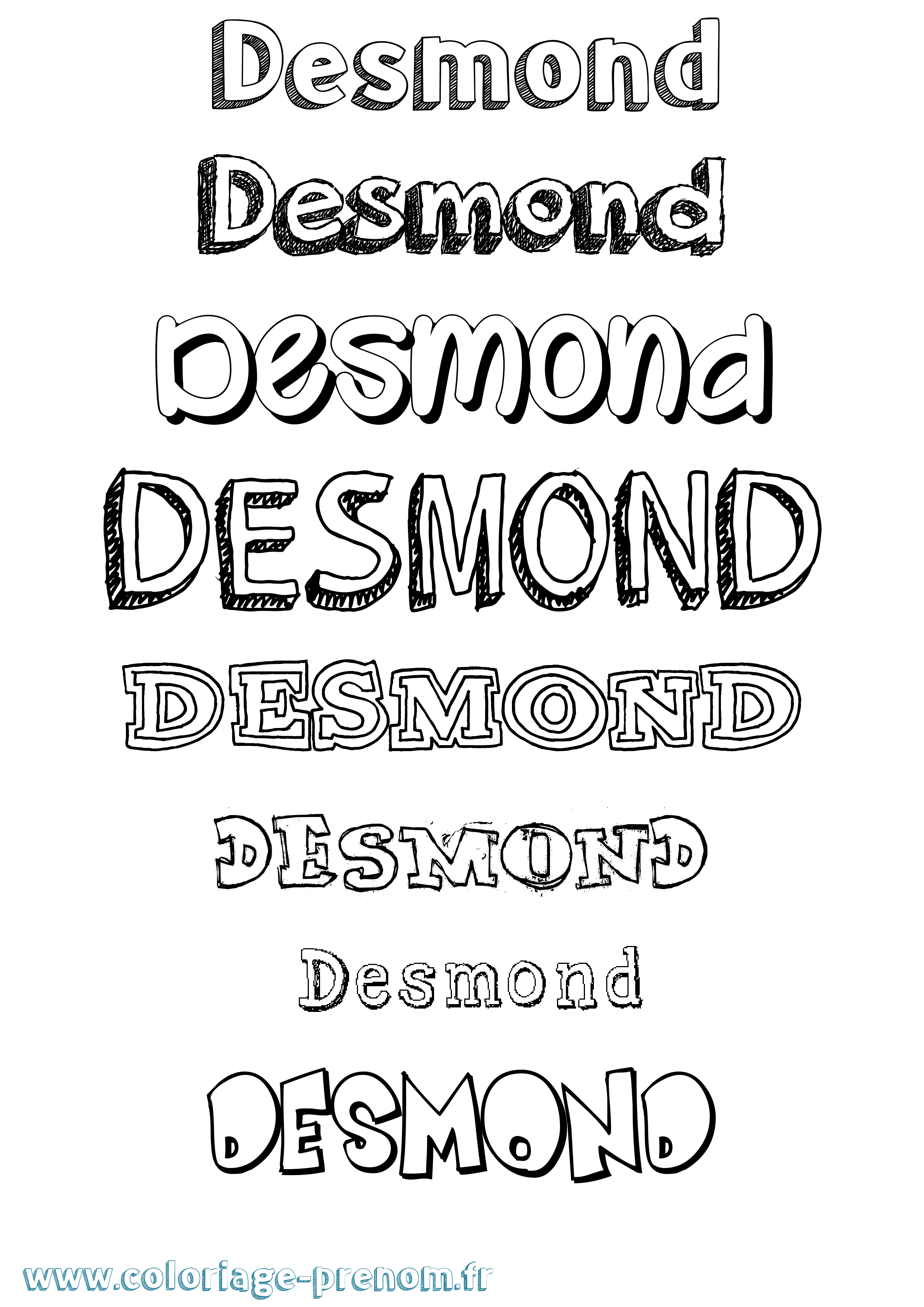 Coloriage Desmond Dessiné Coloriage prénom Desmond Dessiné