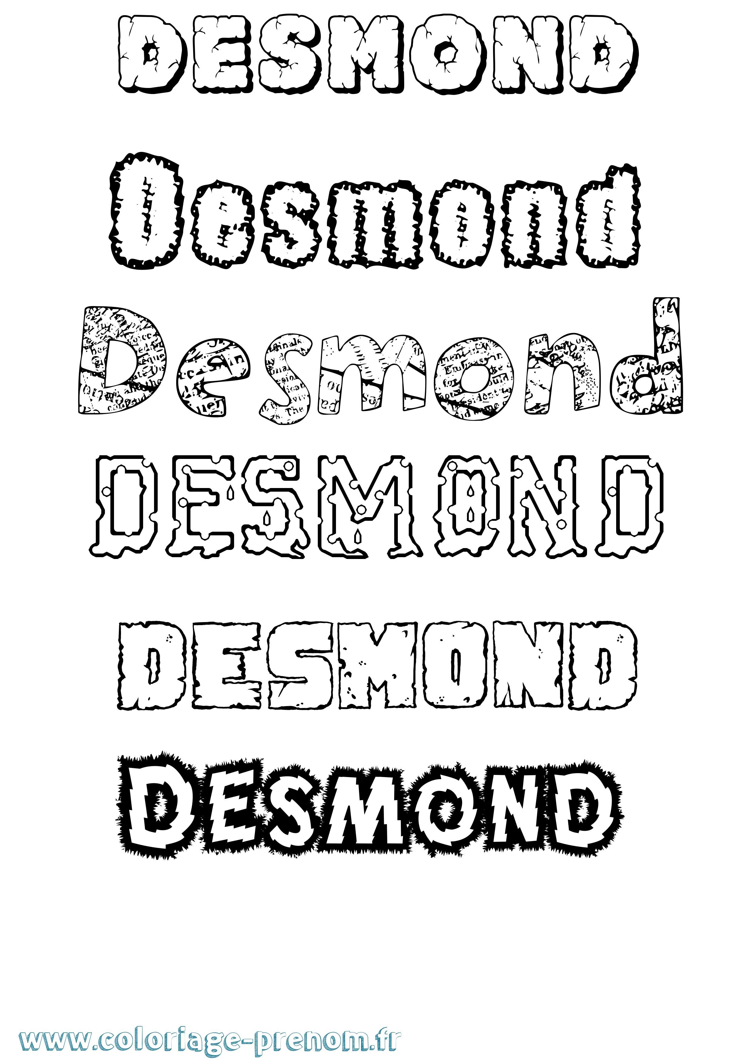 Coloriage Desmond Destructuré Coloriage prénom Desmond Destructuré