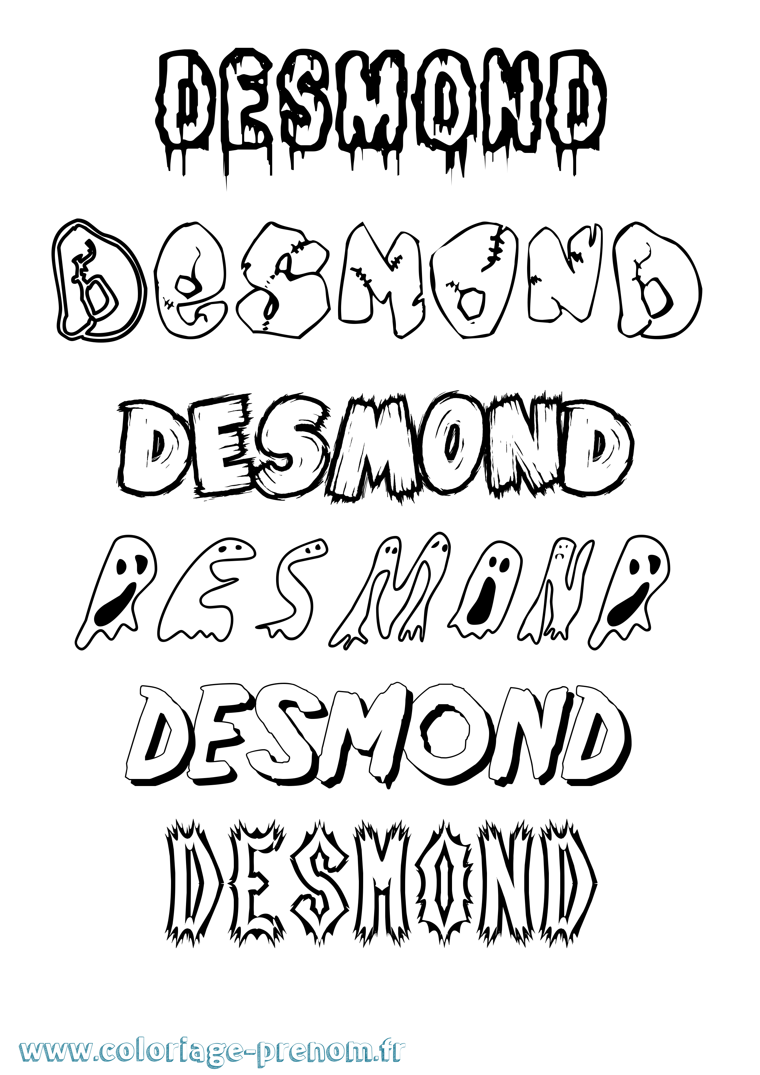 Coloriage Desmond Frisson Coloriage prénom Desmond Frisson