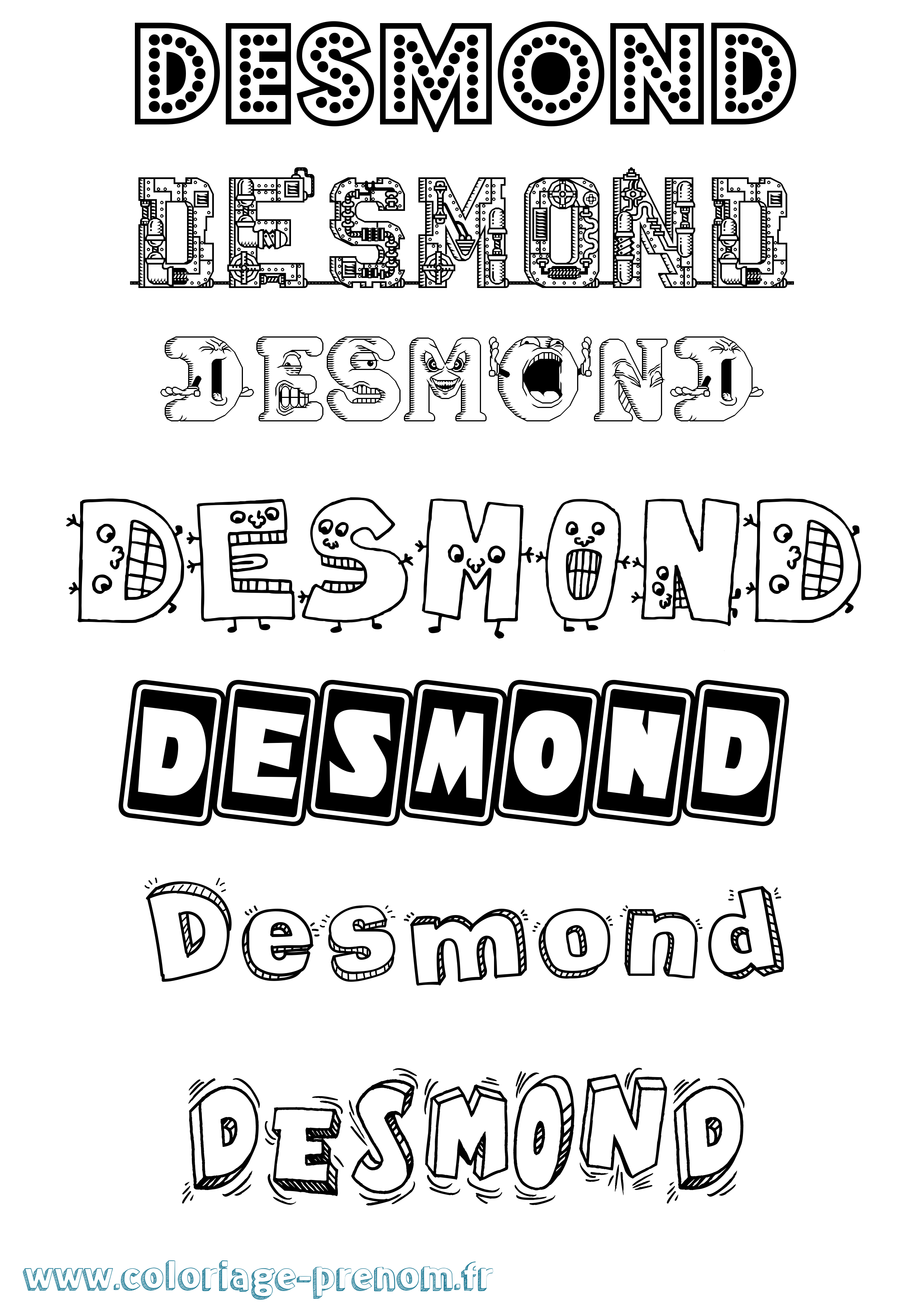 Coloriage Desmond Fun Coloriage prénom Desmond Fun