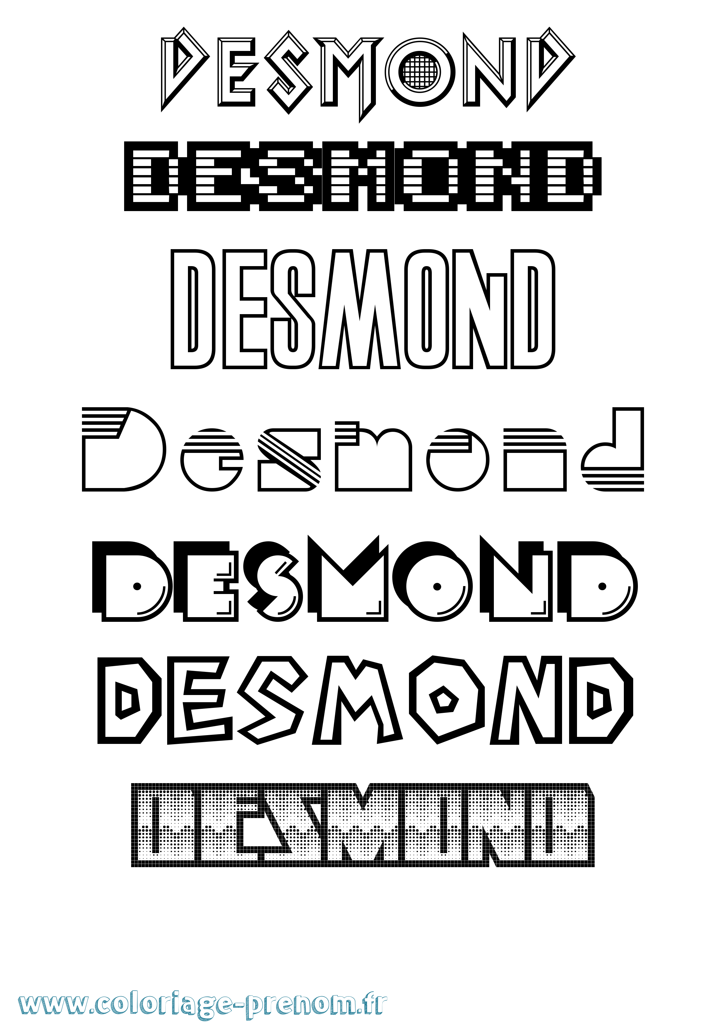 Coloriage Desmond Jeux Vidéos Coloriage prénom Desmond Jeux Vidéos