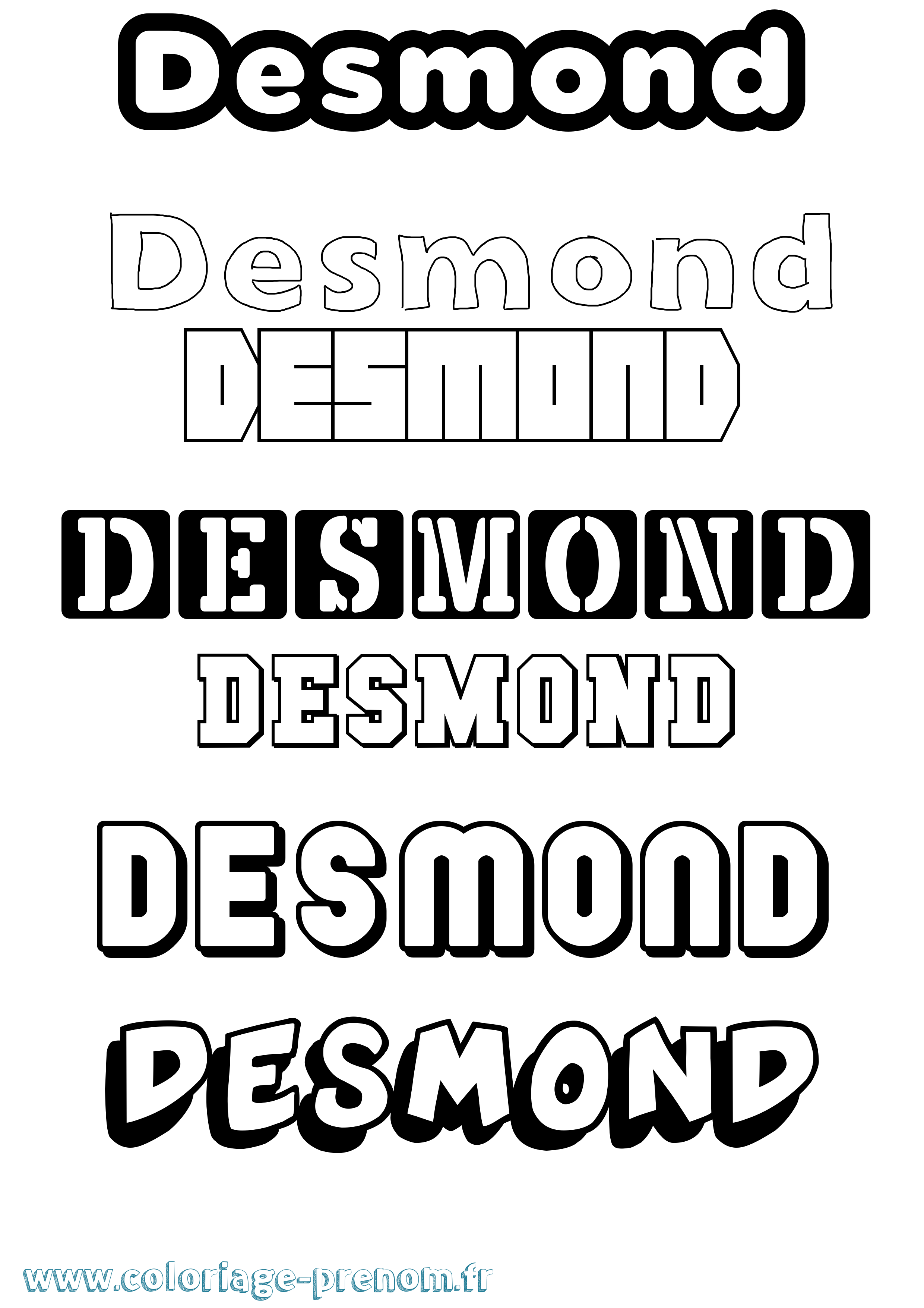 Coloriage Desmond Simple Coloriage prénom Desmond Simple