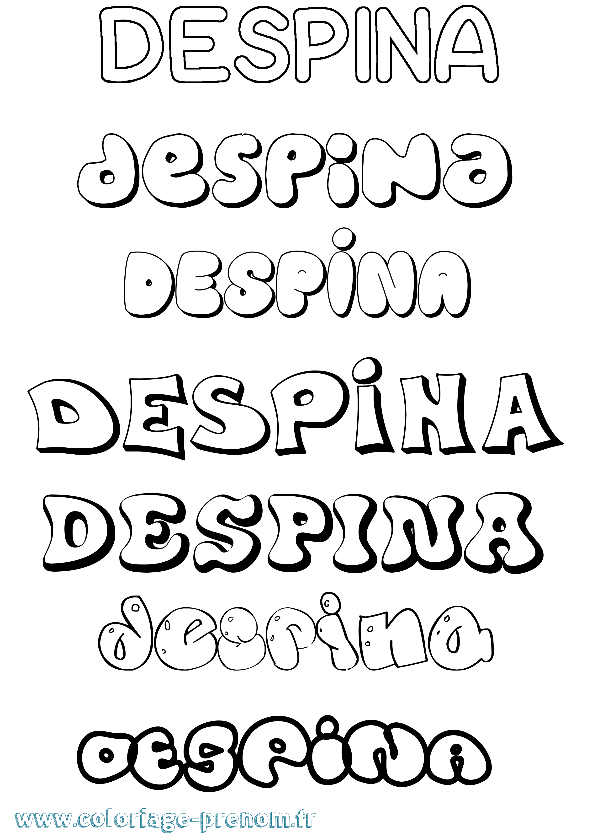 Coloriage Despina Bubble Coloriage prénom Despina Bubble