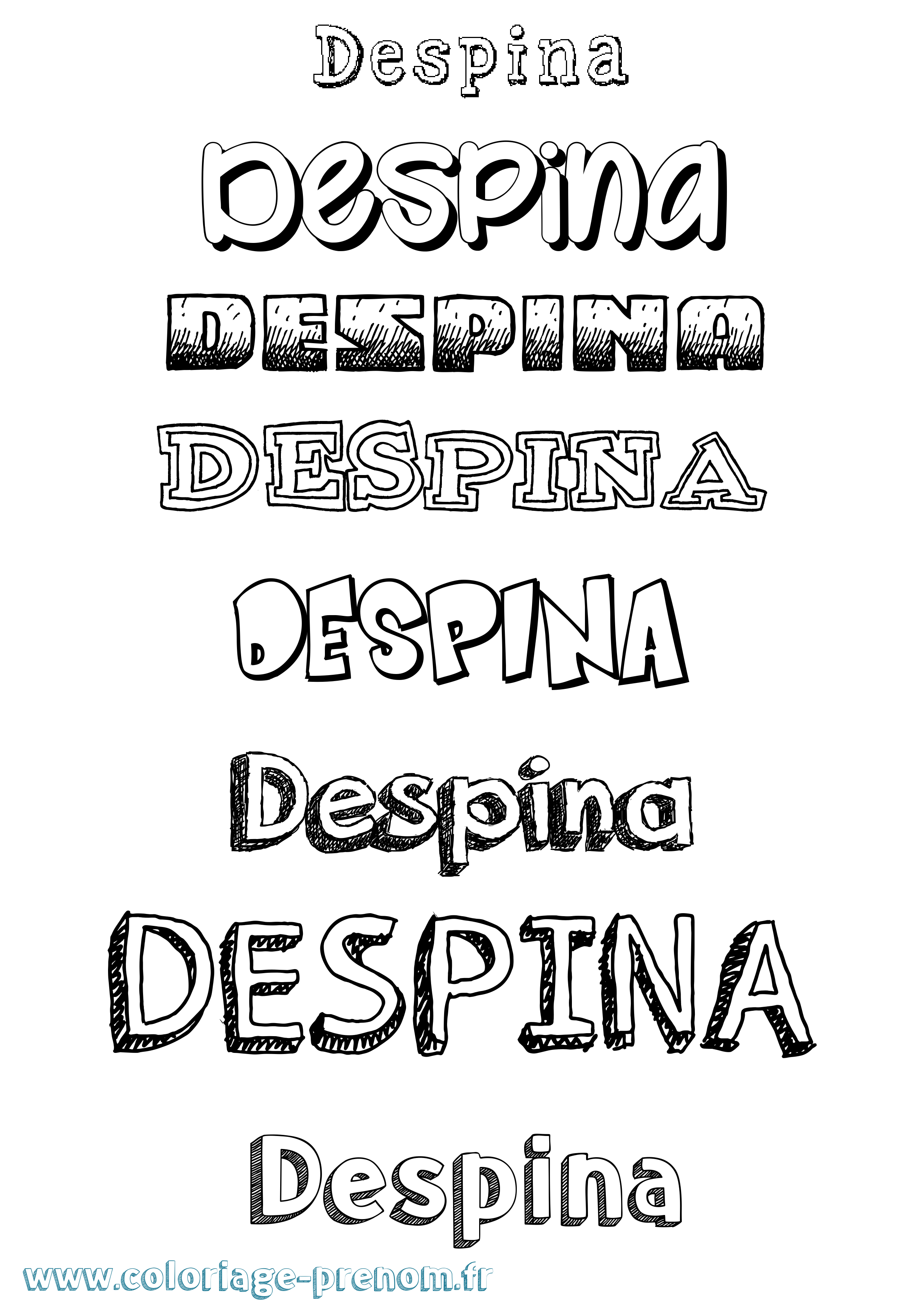Coloriage Despina Dessiné Coloriage prénom Despina Dessiné