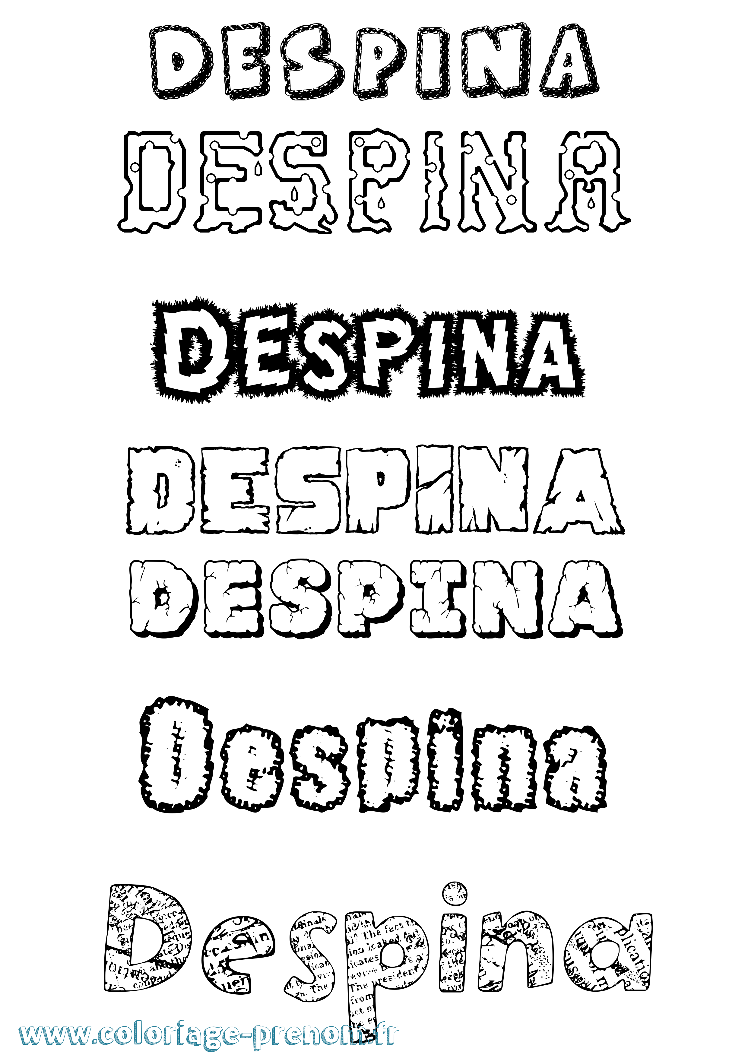 Coloriage Despina Destructuré Coloriage prénom Despina Destructuré