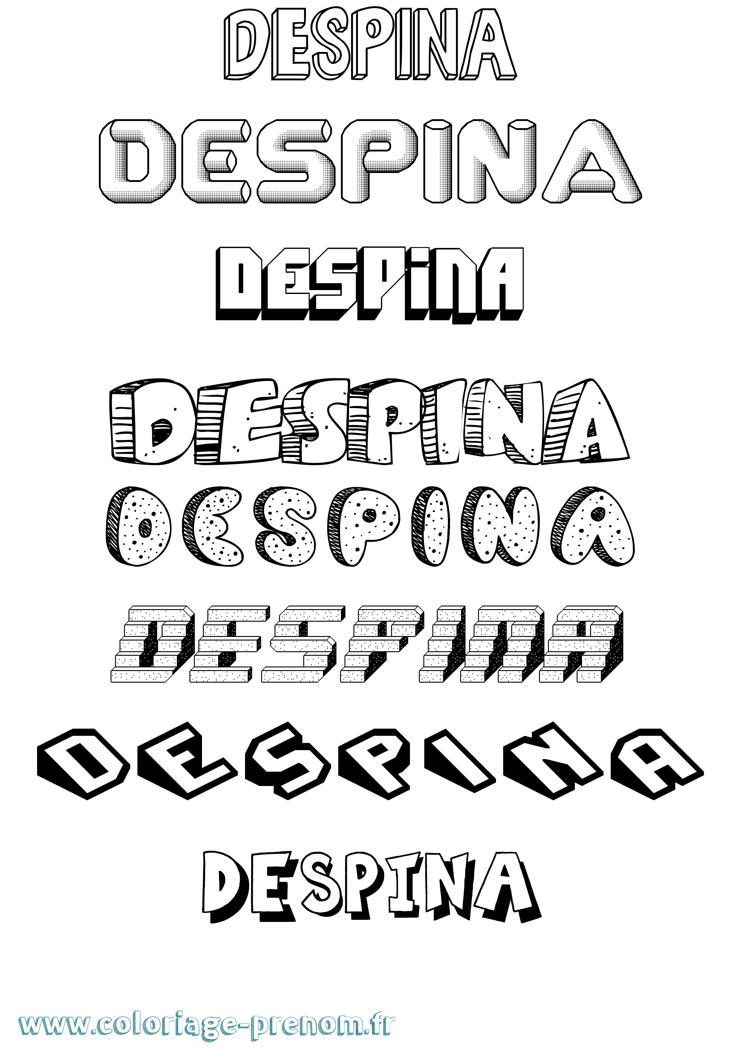 Coloriage Despina Effet 3D Coloriage prénom Despina Effet 3D